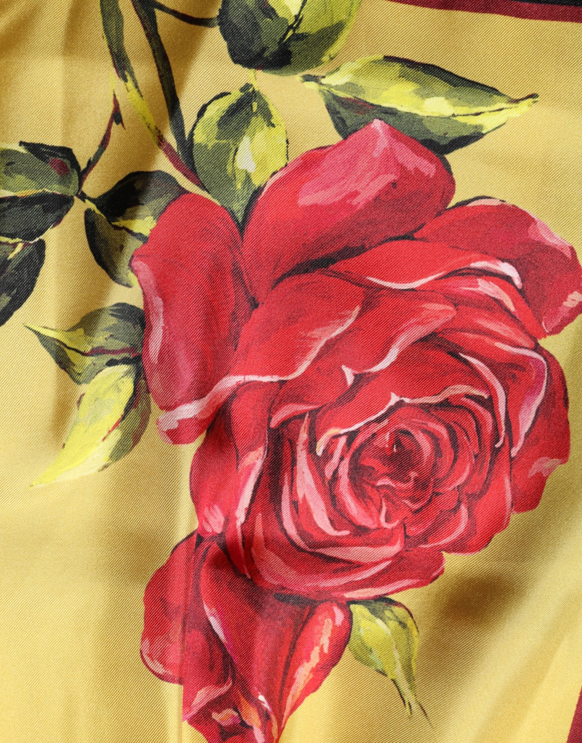 Dolce & Gabbana Yellow Floral Print Silk Men Bermuda Men's Shorts