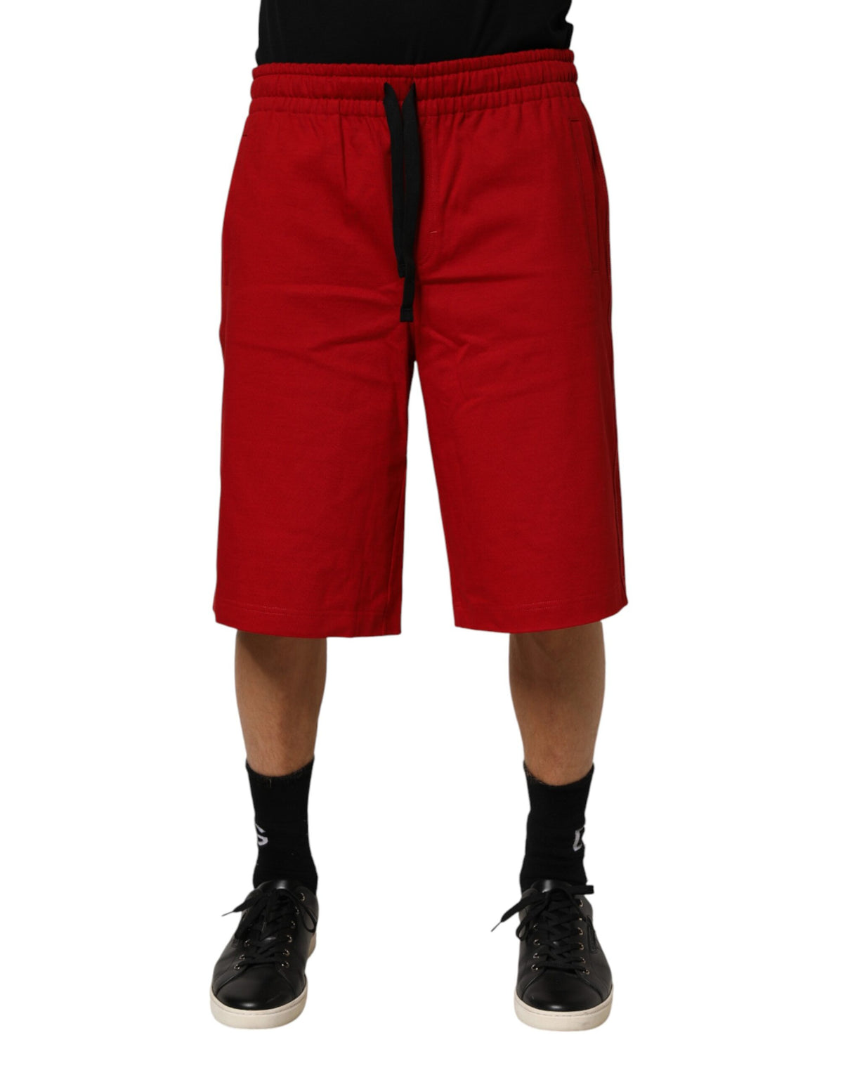 Dolce & Gabbana Red Cotton MidWaist Drawstring Bermuda Men's Pants
