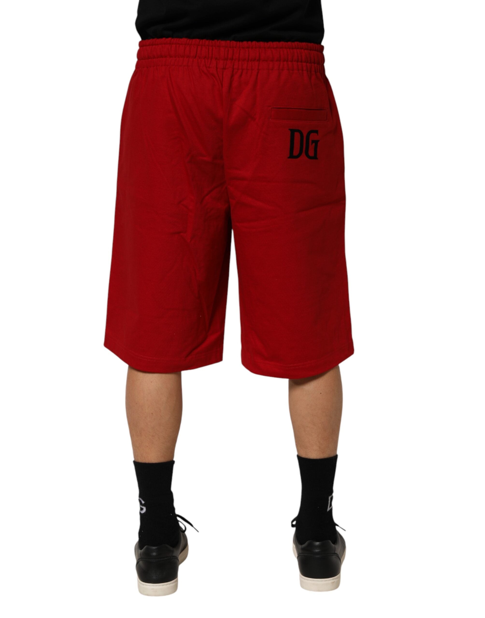 Dolce & Gabbana Red Cotton MidWaist Drawstring Bermuda Men's Pants