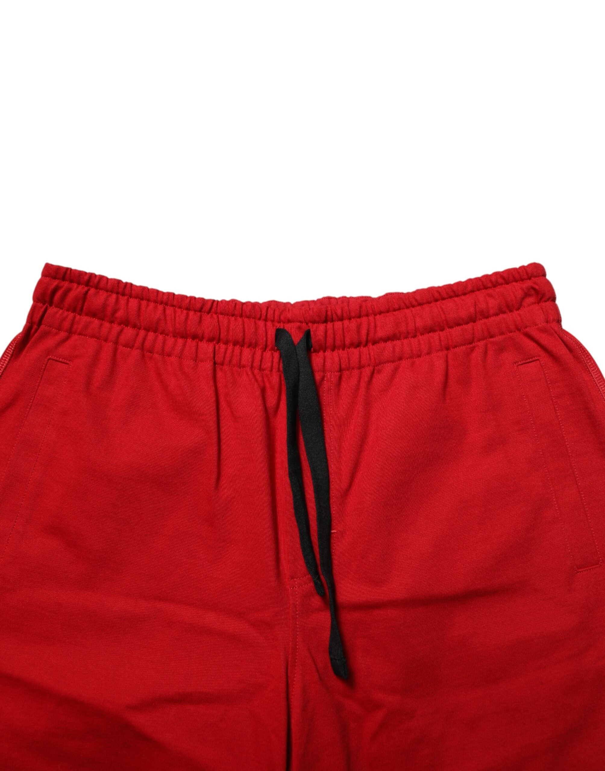 Dolce & Gabbana Red Cotton MidWaist Drawstring Bermuda Men's Pants