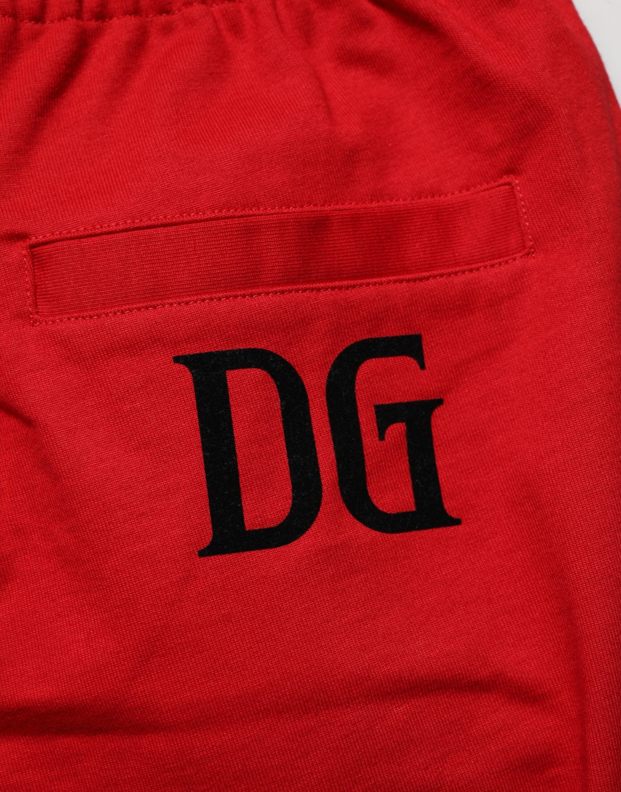 Dolce & Gabbana Red Cotton MidWaist Drawstring Bermuda Men's Pants