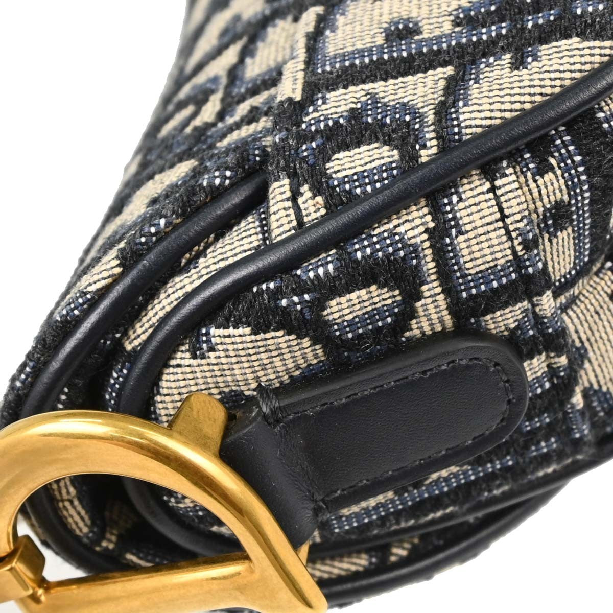 Christian Dior Saddle Oblique Canvas Navy Canvas Handbag (Pre-Owned)
