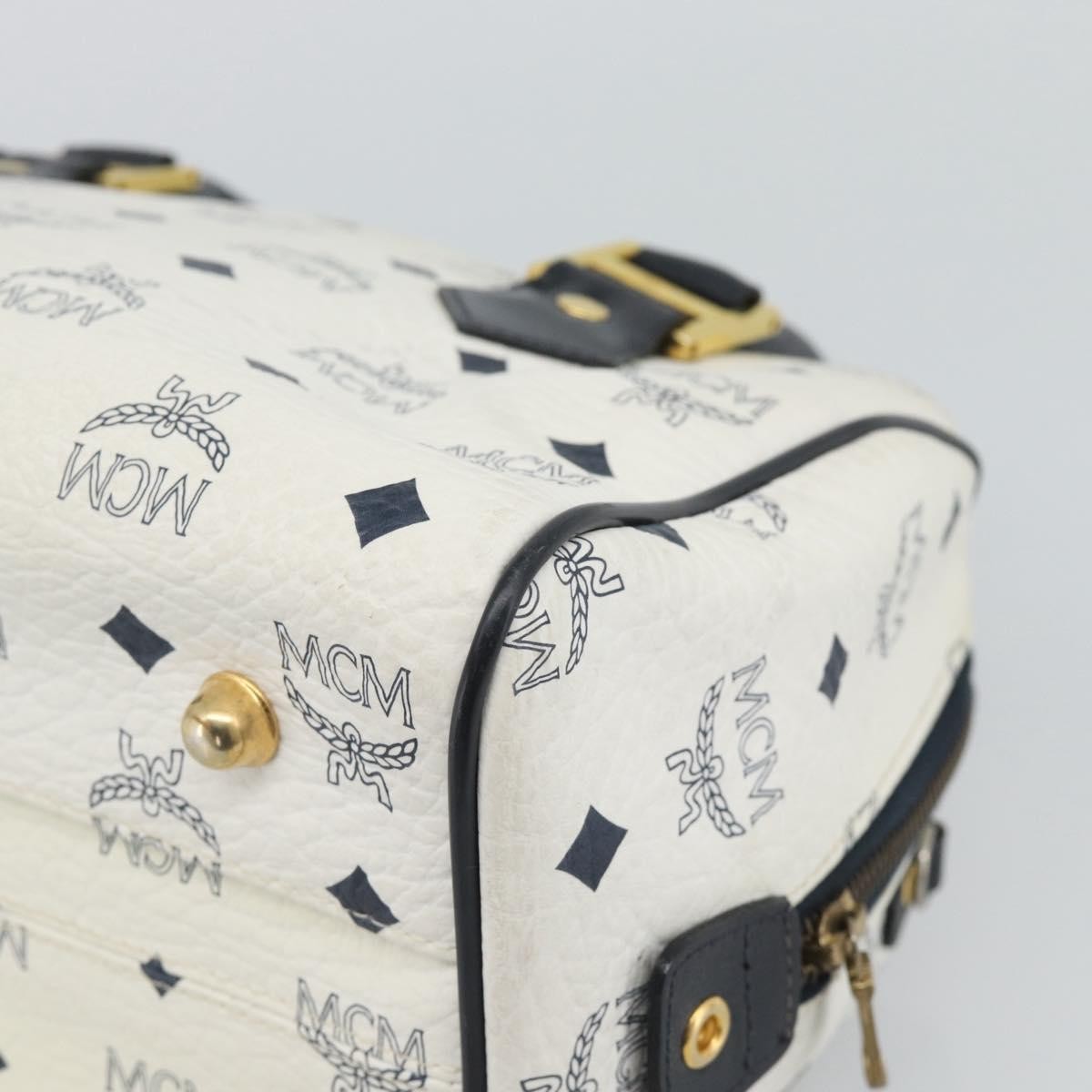 MCM Visetos Logogramme Leather White Leather Handbag (Pre-Owned)