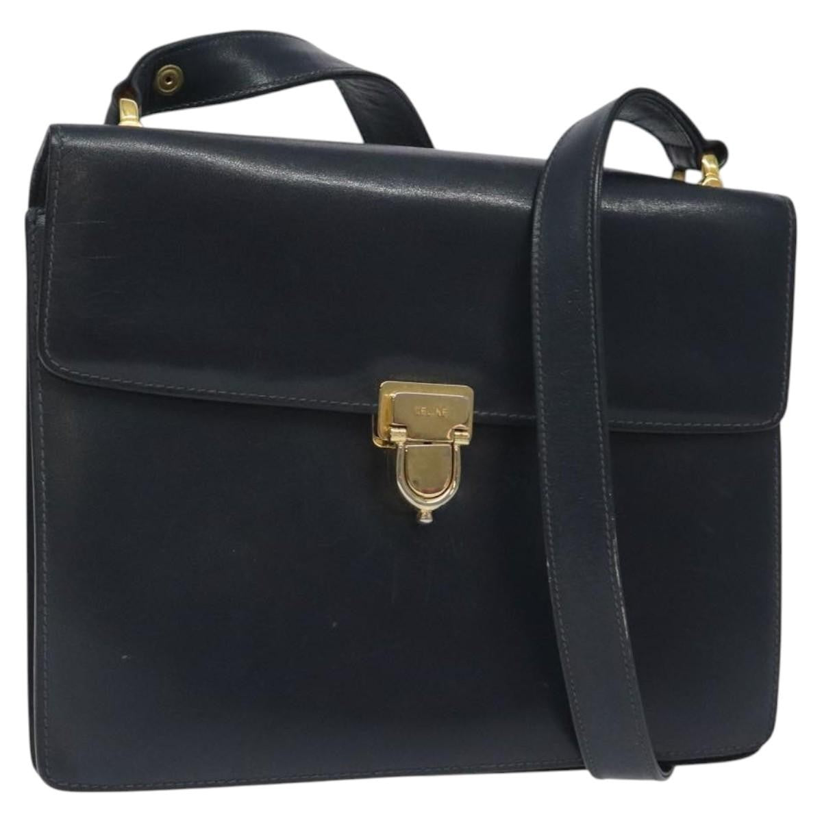 Celine Vintage Leather Navy Leather Shoulder Bag Bag (Pre-Owned)