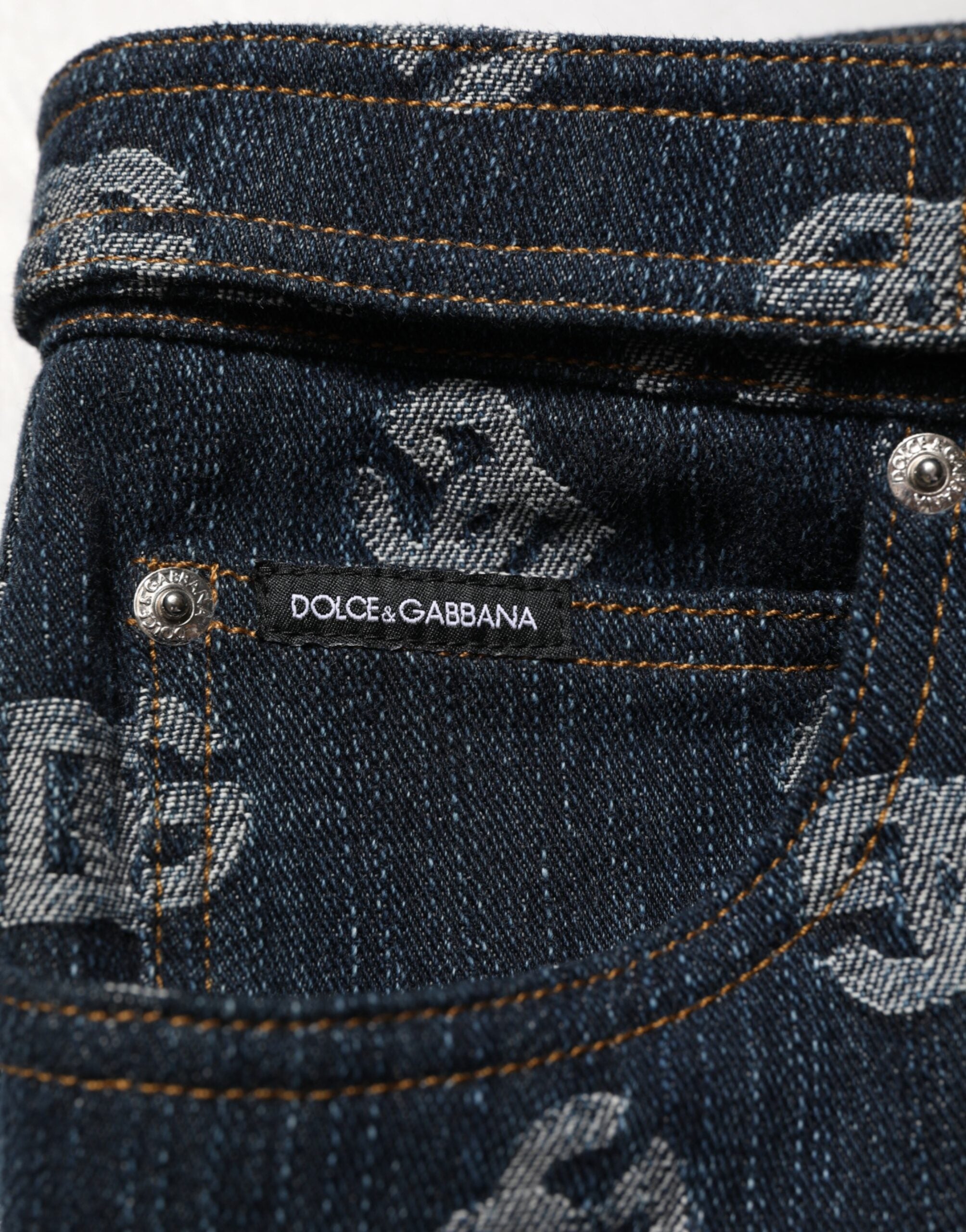 Dolce & Gabbana Blue Logo Print Straight Denim Men Men's Jeans