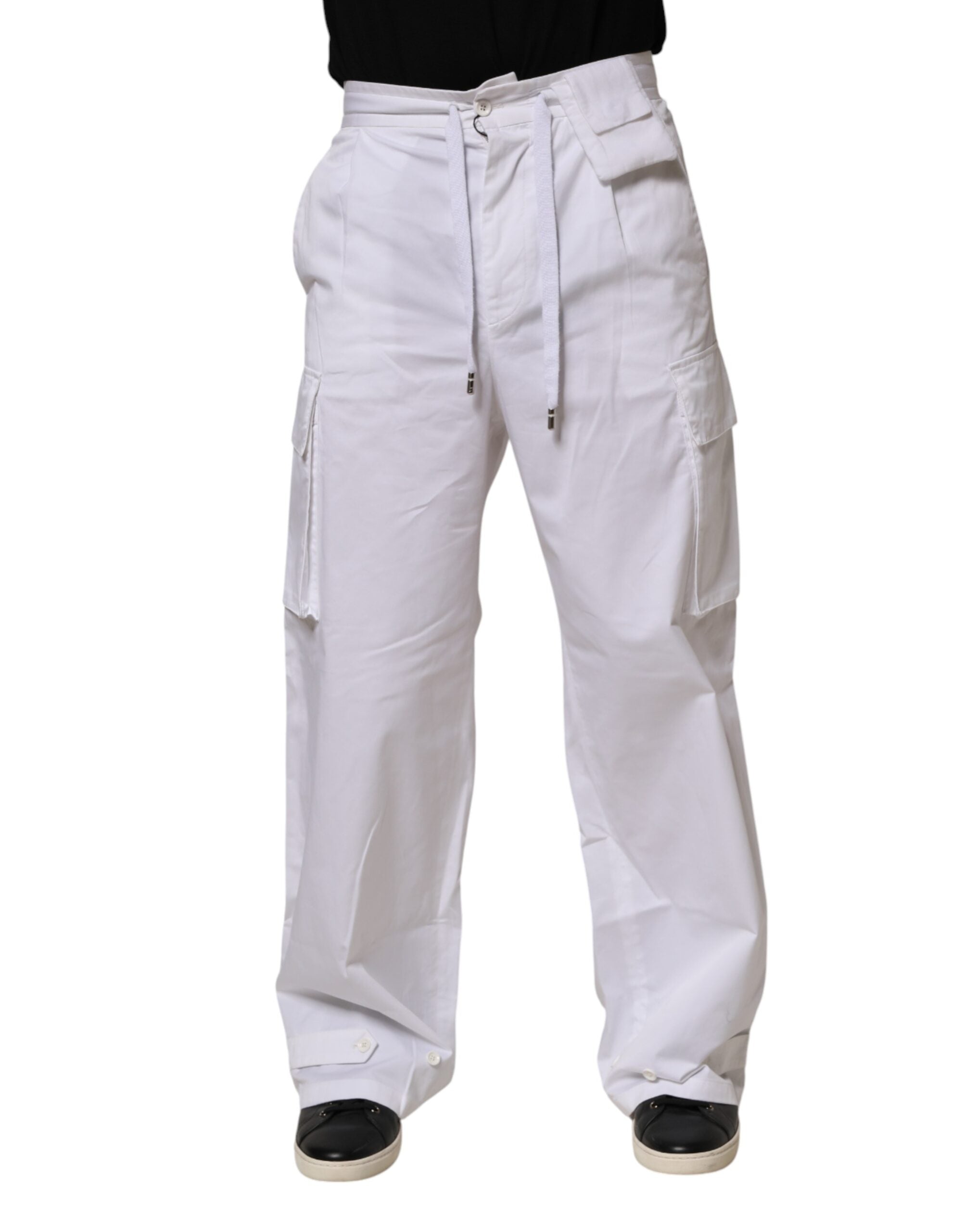 Dolce & Gabbana White Linen Straight Cargo Men Trouser Men's Pants (Pre-Owned)