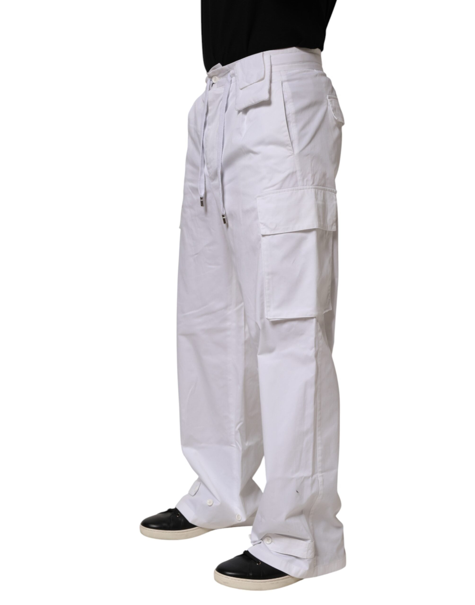 Dolce & Gabbana White Linen Straight Cargo Men Trouser Men's Pants (Pre-Owned)