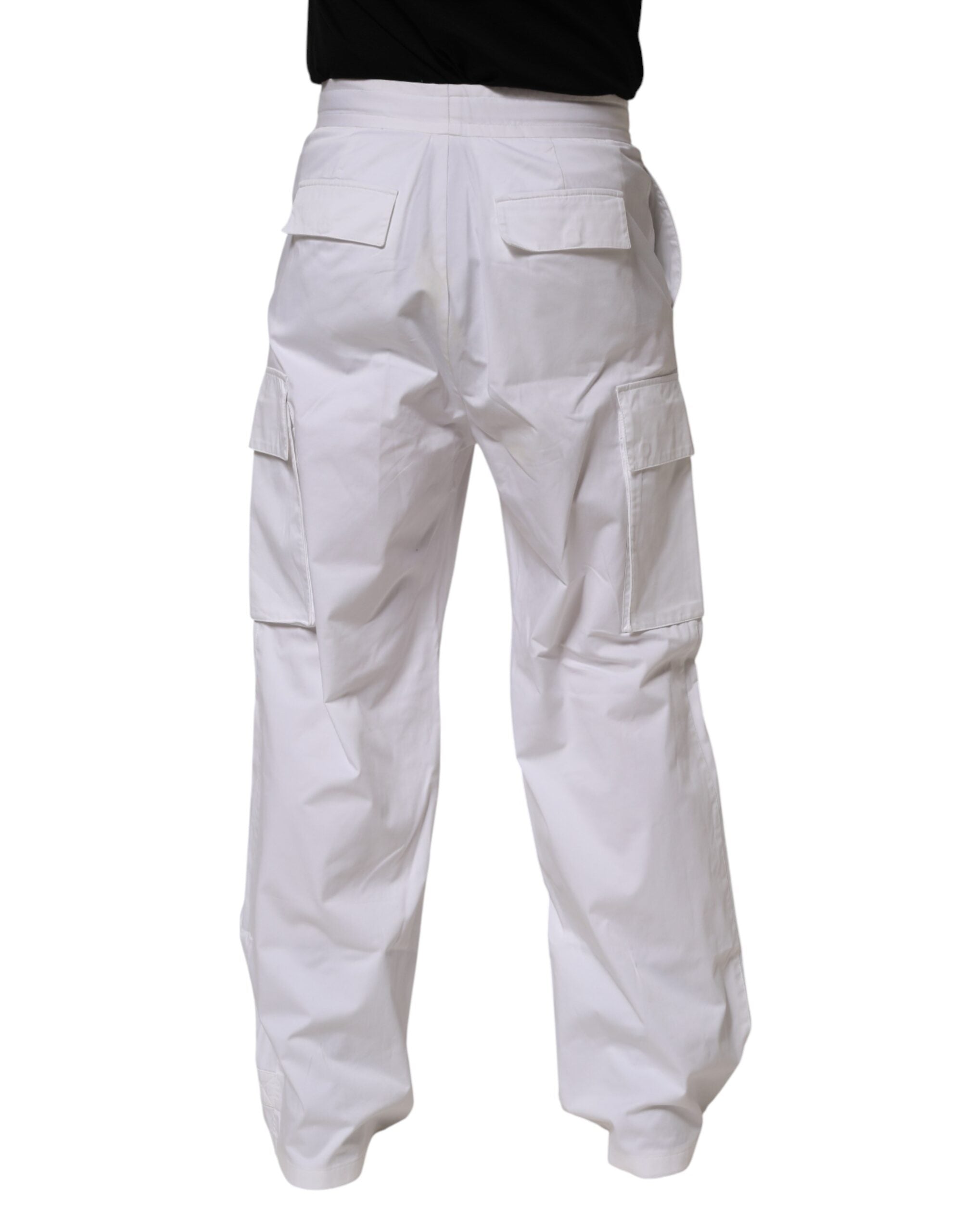 Dolce & Gabbana White Linen Straight Cargo Men Trouser Men's Pants (Pre-Owned)