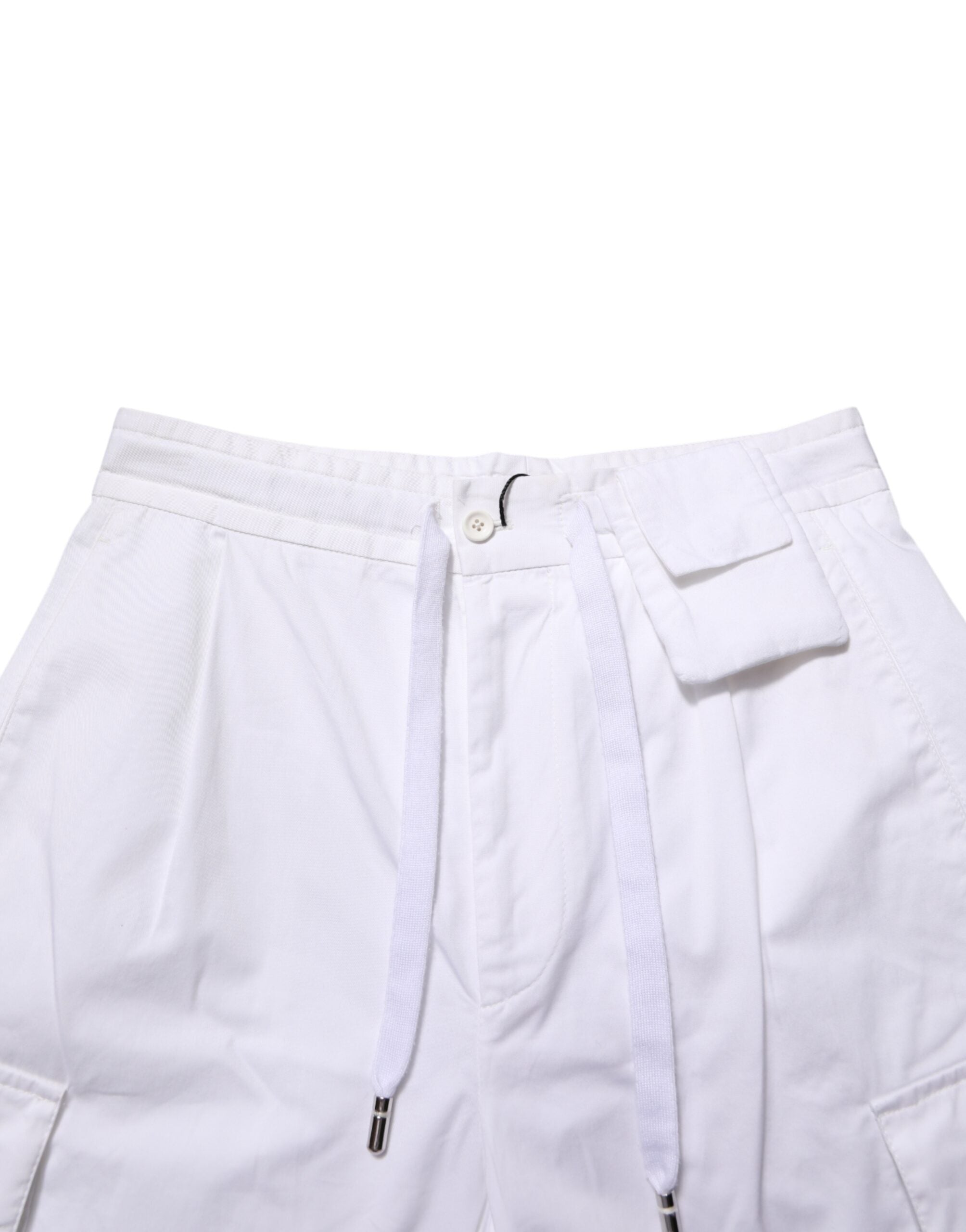 Dolce & Gabbana White Linen Straight Cargo Men Trouser Men's Pants (Pre-Owned)