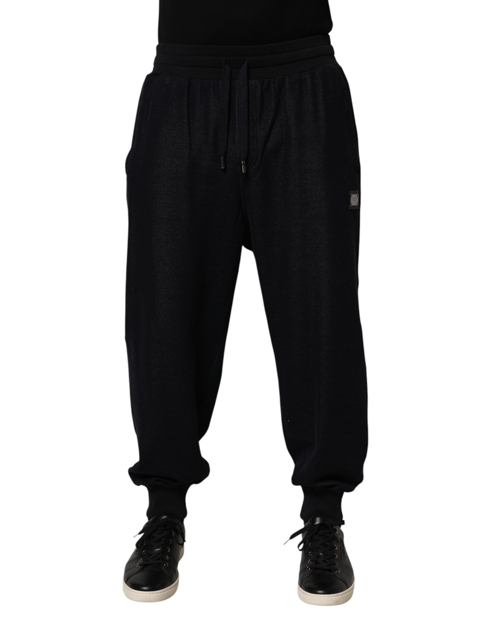 Dolce & Gabbana Black Cotton Blend Drawstring Jogger Jogger Men's Pants