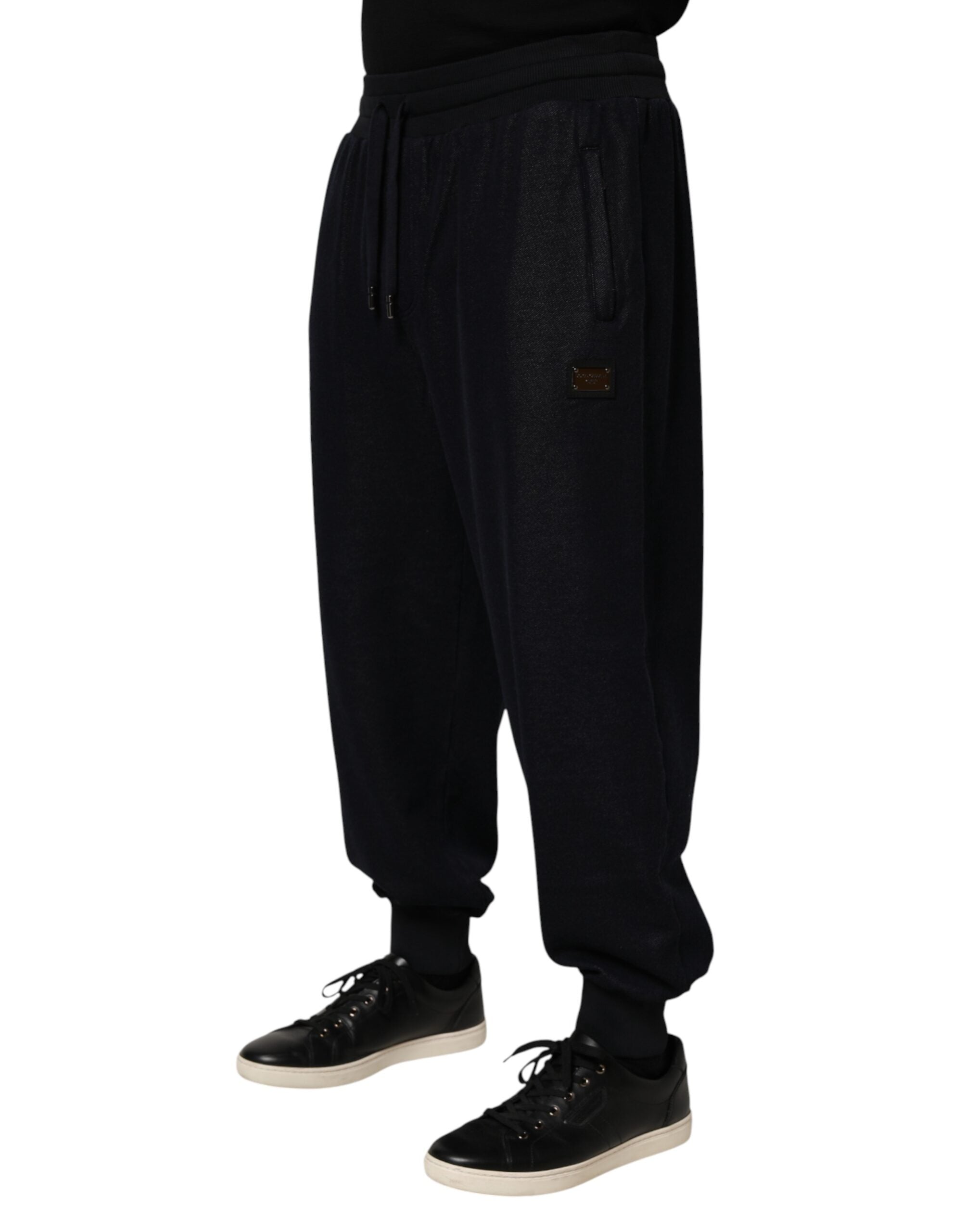 Dolce & Gabbana Black Cotton Blend Drawstring Jogger Jogger Men's Pants