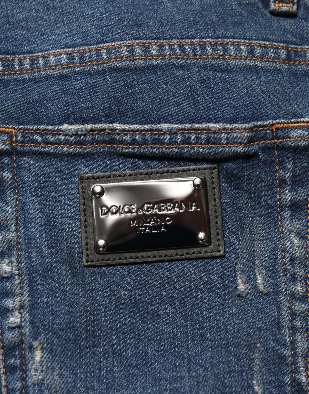 Dolce & Gabbana Blue Tattered Cotton Skinny Men Denim Men's Jeans