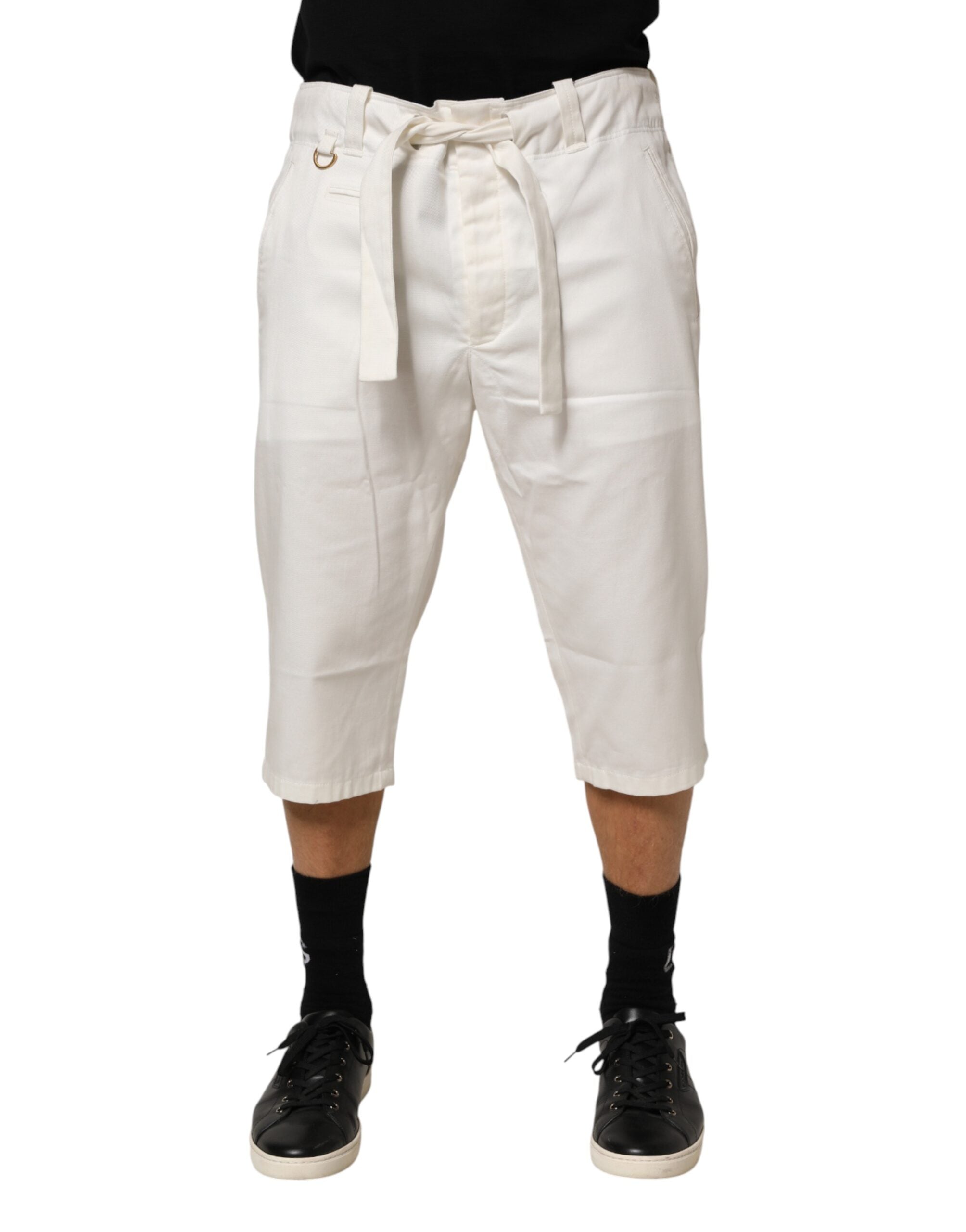 Dolce & Gabbana White Cotton Stretch Cropped Trouser Men's Pants