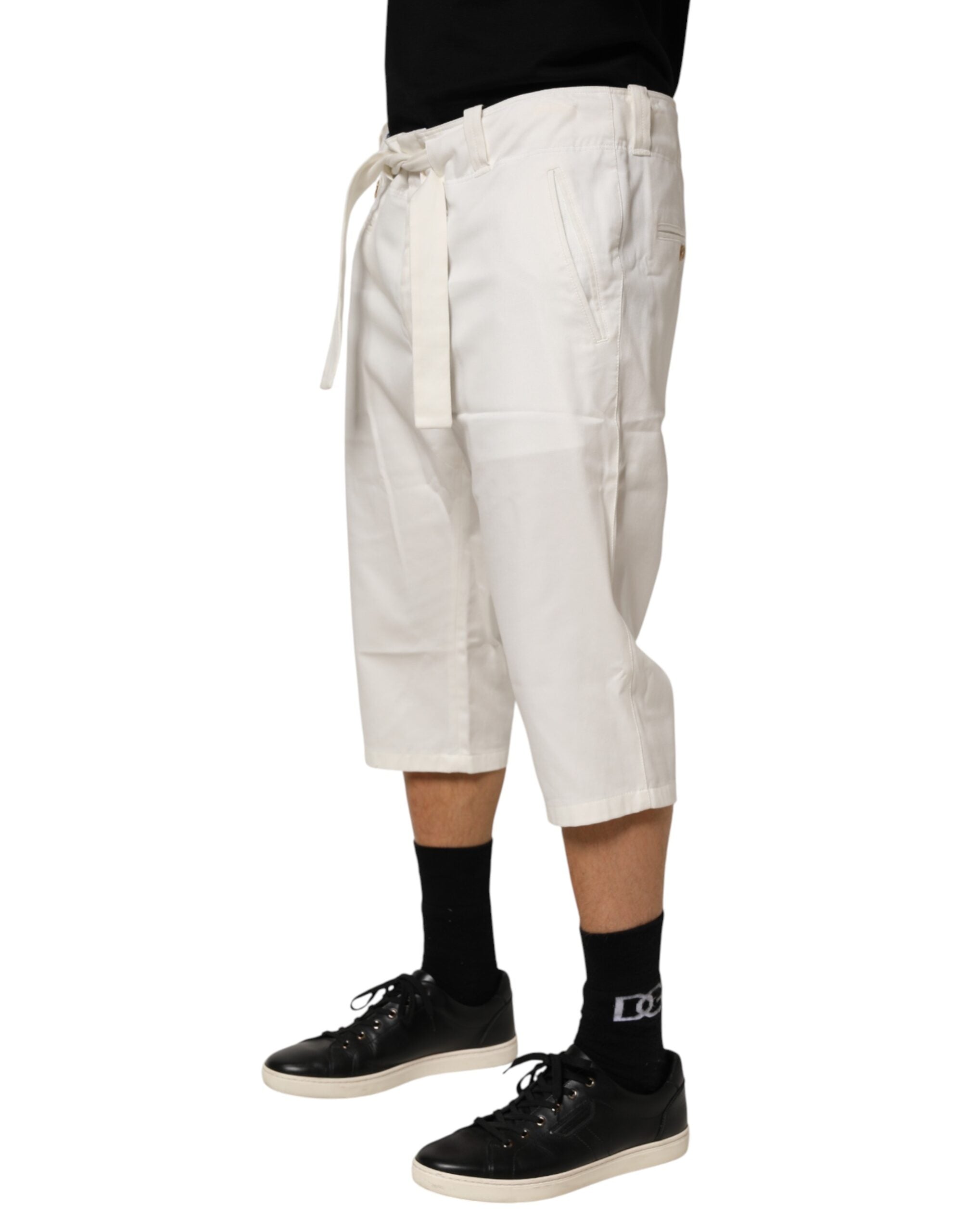 Dolce & Gabbana White Cotton Stretch Cropped Trouser Men's Pants