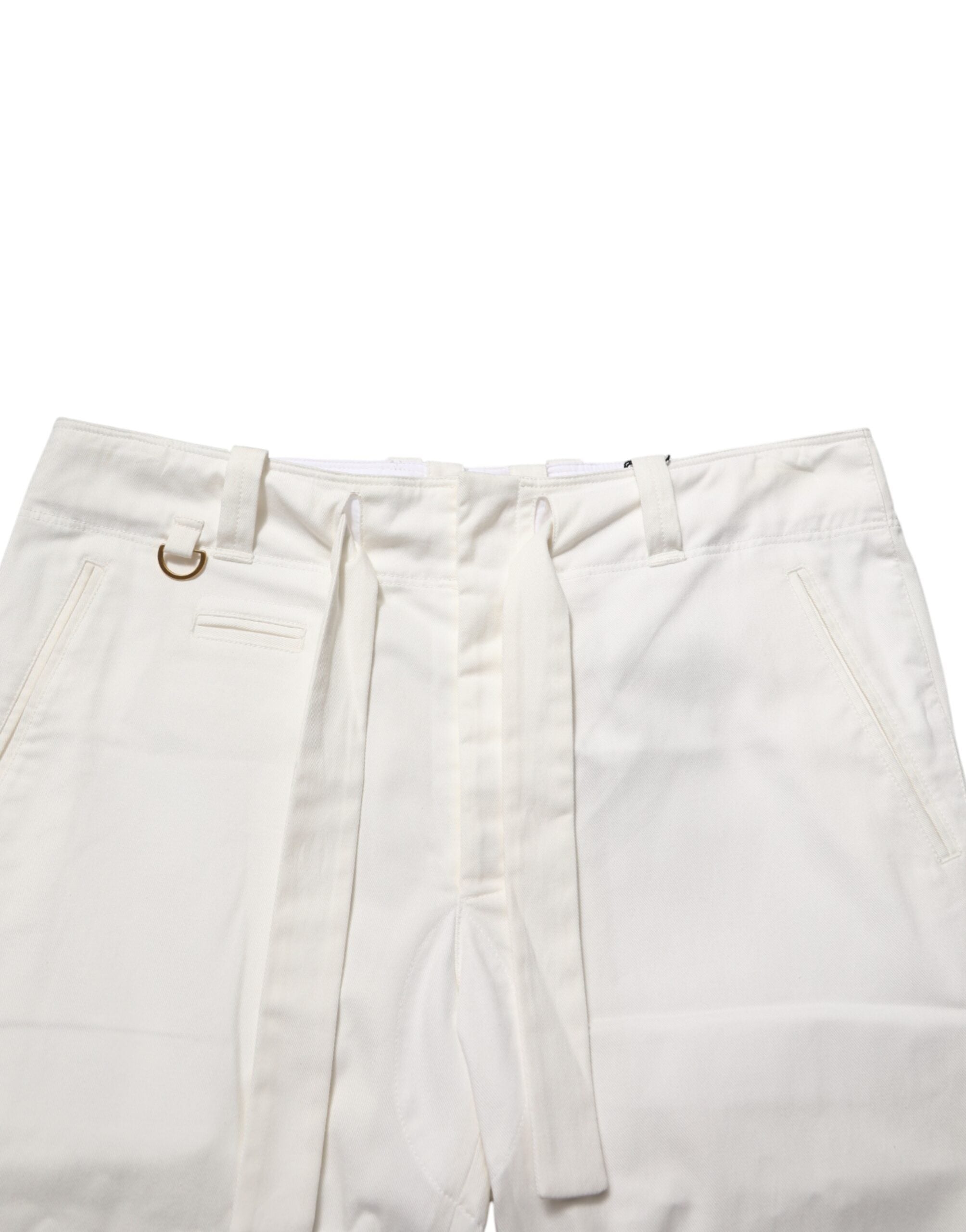 Dolce & Gabbana White Cotton Stretch Cropped Trouser Men's Pants