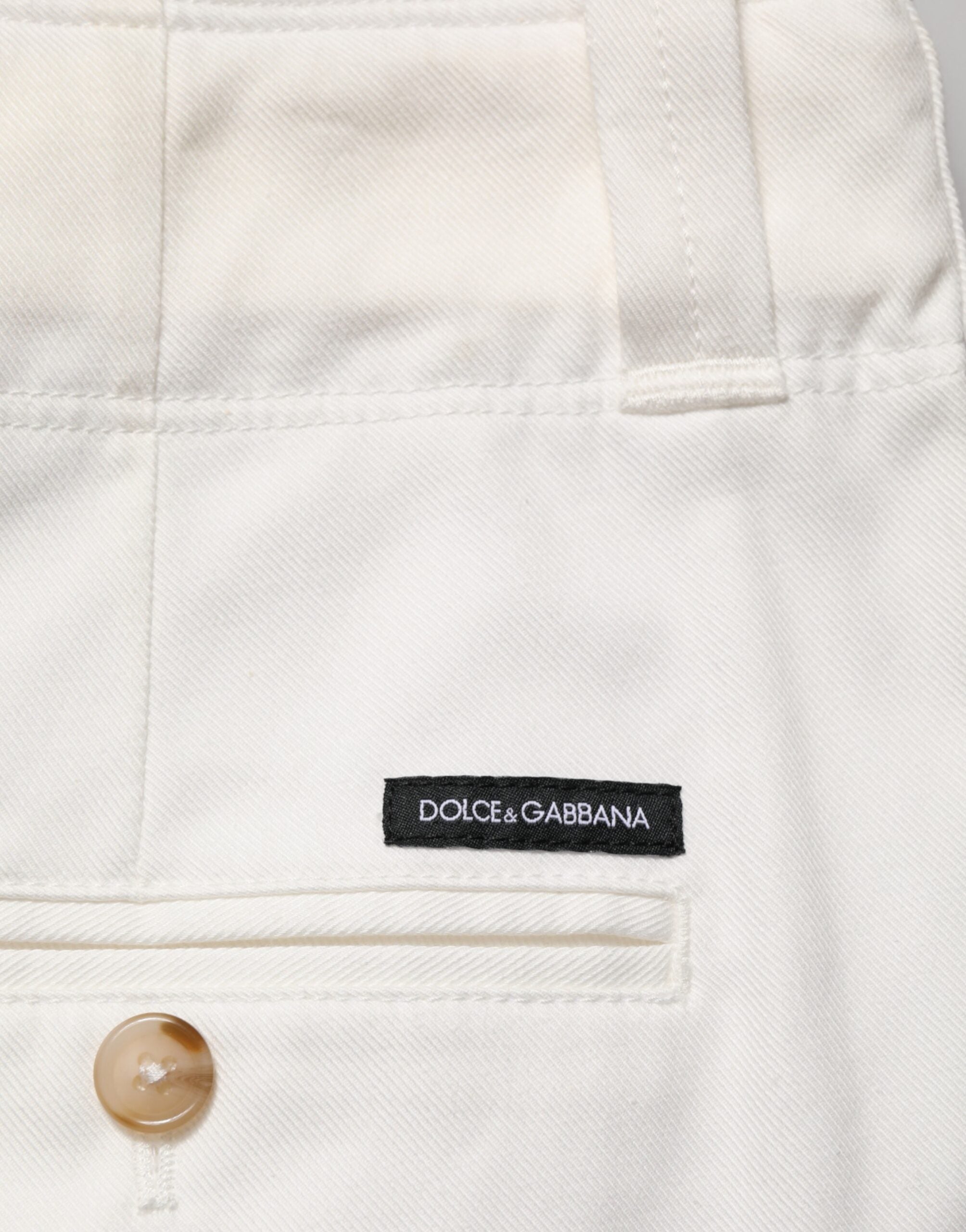 Dolce & Gabbana White Cotton Stretch Cropped Trouser Men's Pants