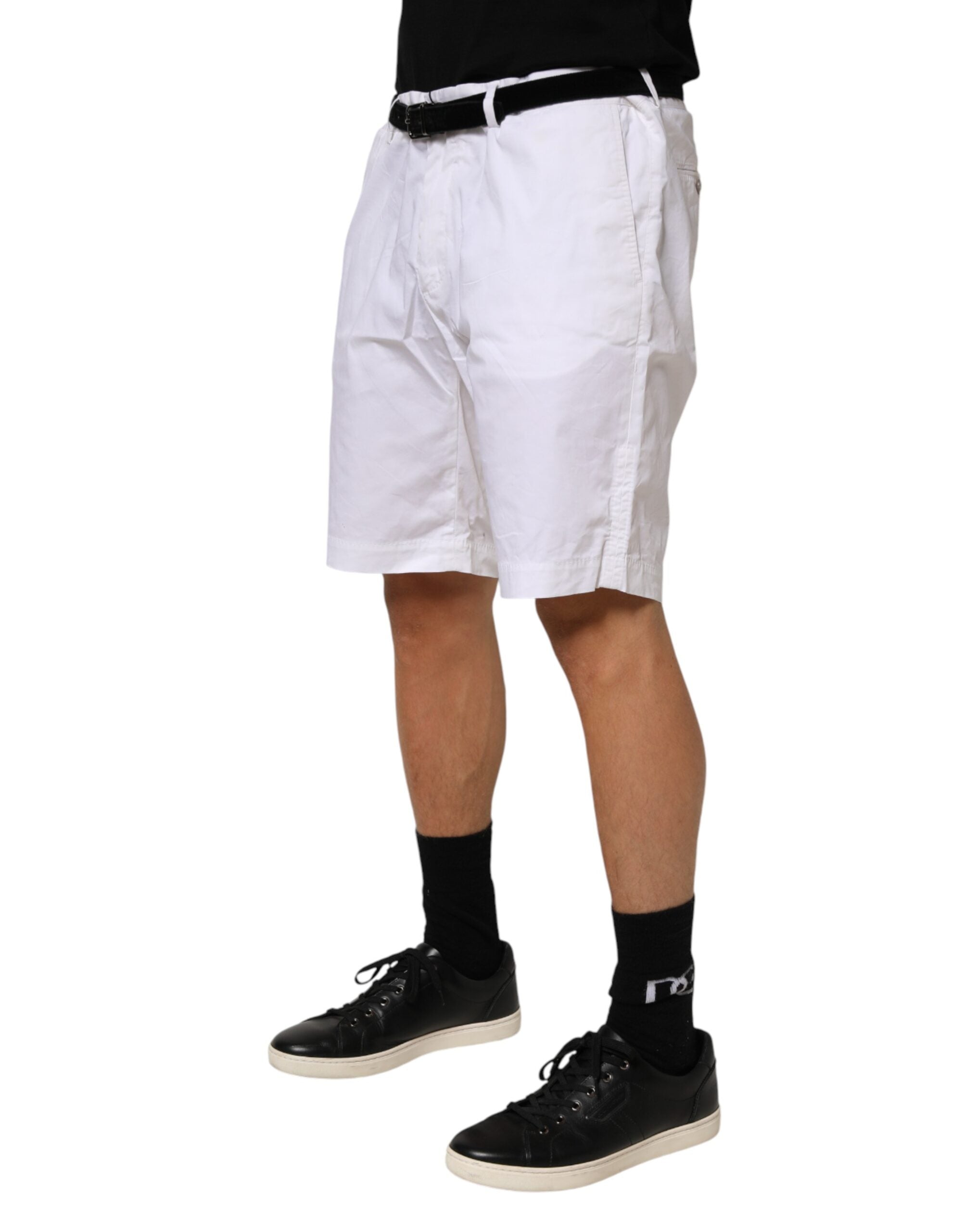 Dolce & Gabbana White Cotton Stretch Men Bermuda Men's Pants (Pre-Owned)