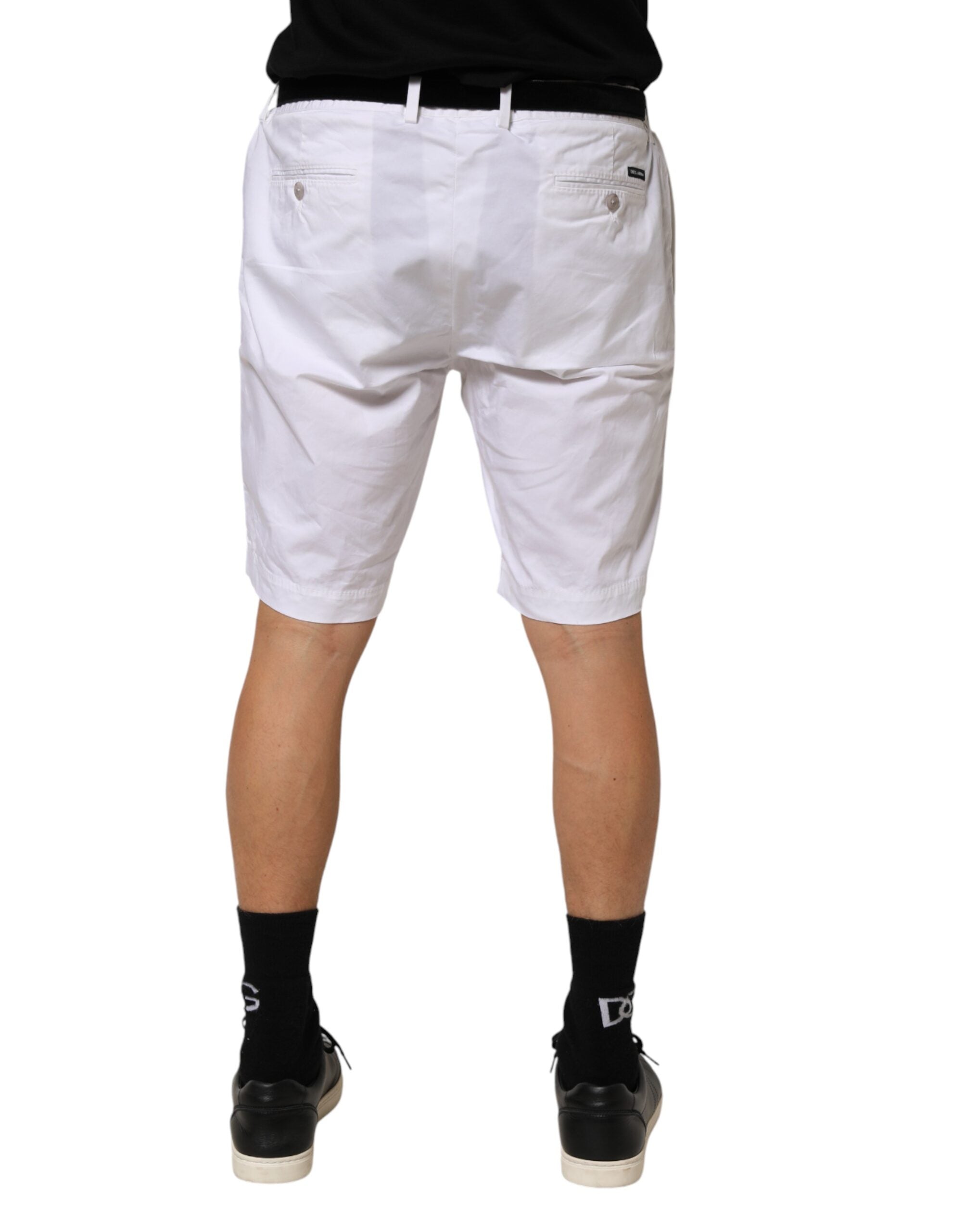 Dolce & Gabbana White Cotton Stretch Men Bermuda Men's Pants (Pre-Owned)