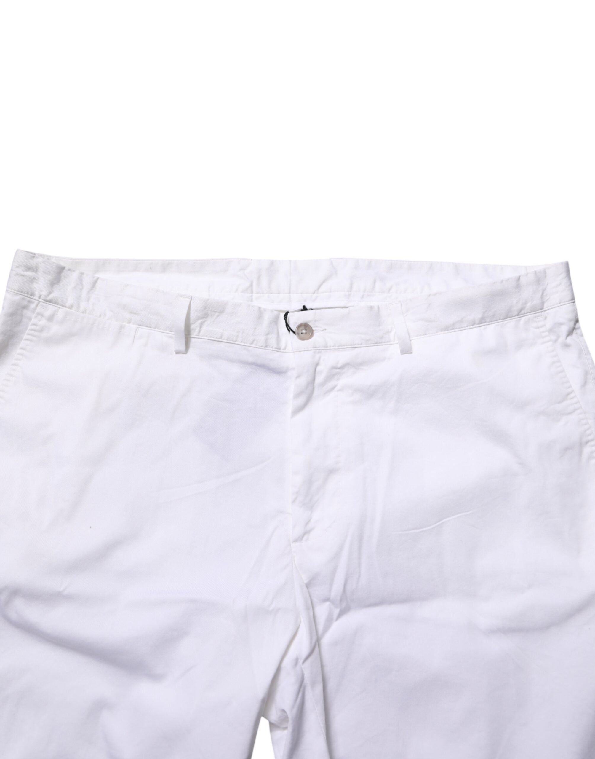 Dolce & Gabbana White Cotton Stretch Men Bermuda Men's Pants (Pre-Owned)