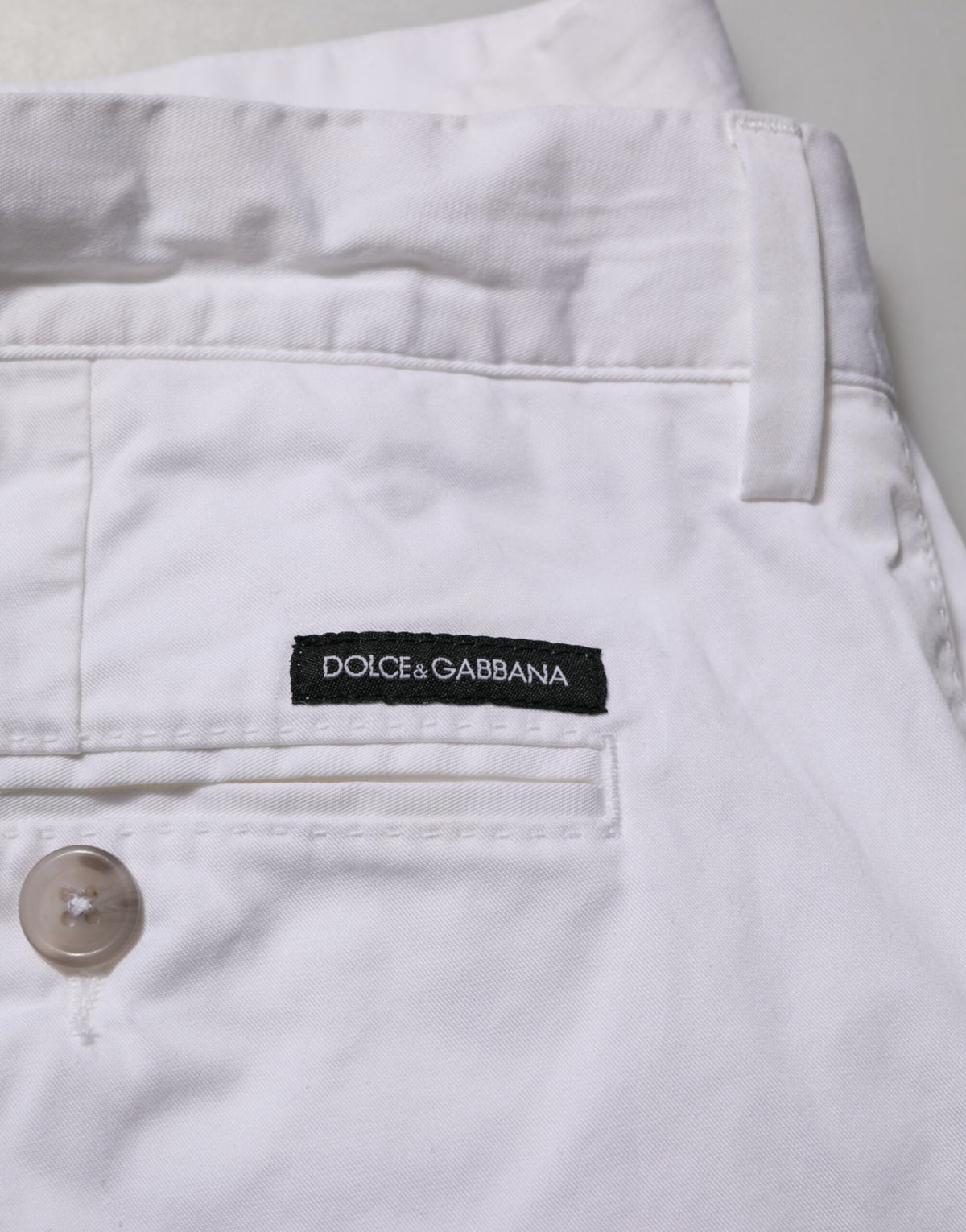 Dolce & Gabbana White Cotton Stretch Men Bermuda Men's Pants (Pre-Owned)