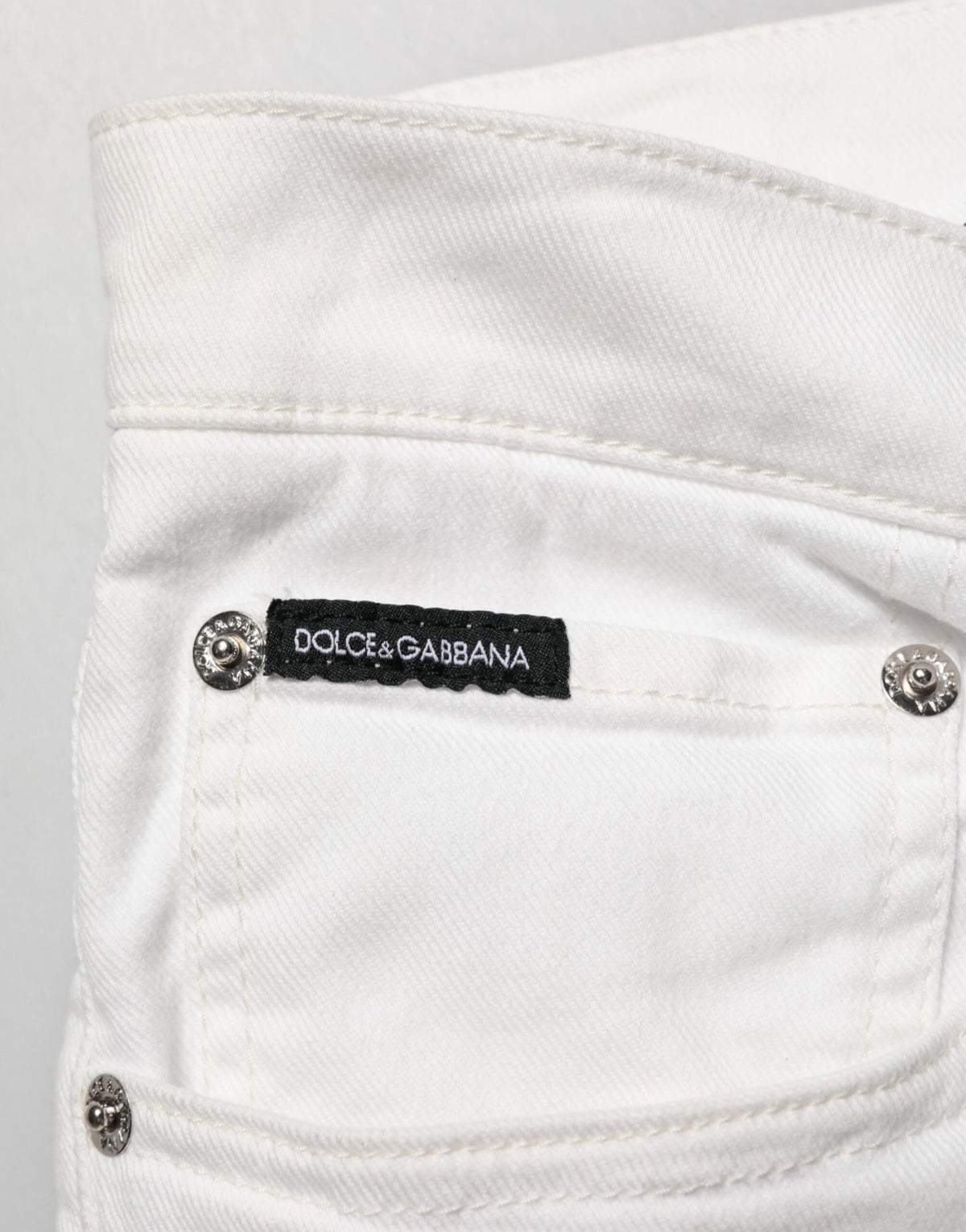 Dolce & Gabbana White Graffiti Print Skinny GOLD Denim Men's Jeans (Pre-Owned)