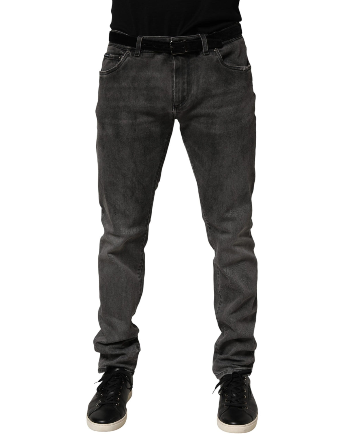 Dolce & Gabbana Dark Gray Cotton Skinny Men Denim Women's Jeans (Pre-Owned)