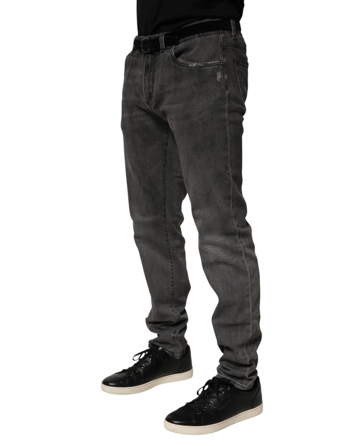 Dolce & Gabbana Dark Gray Cotton Skinny Men Denim Women's Jeans (Pre-Owned)