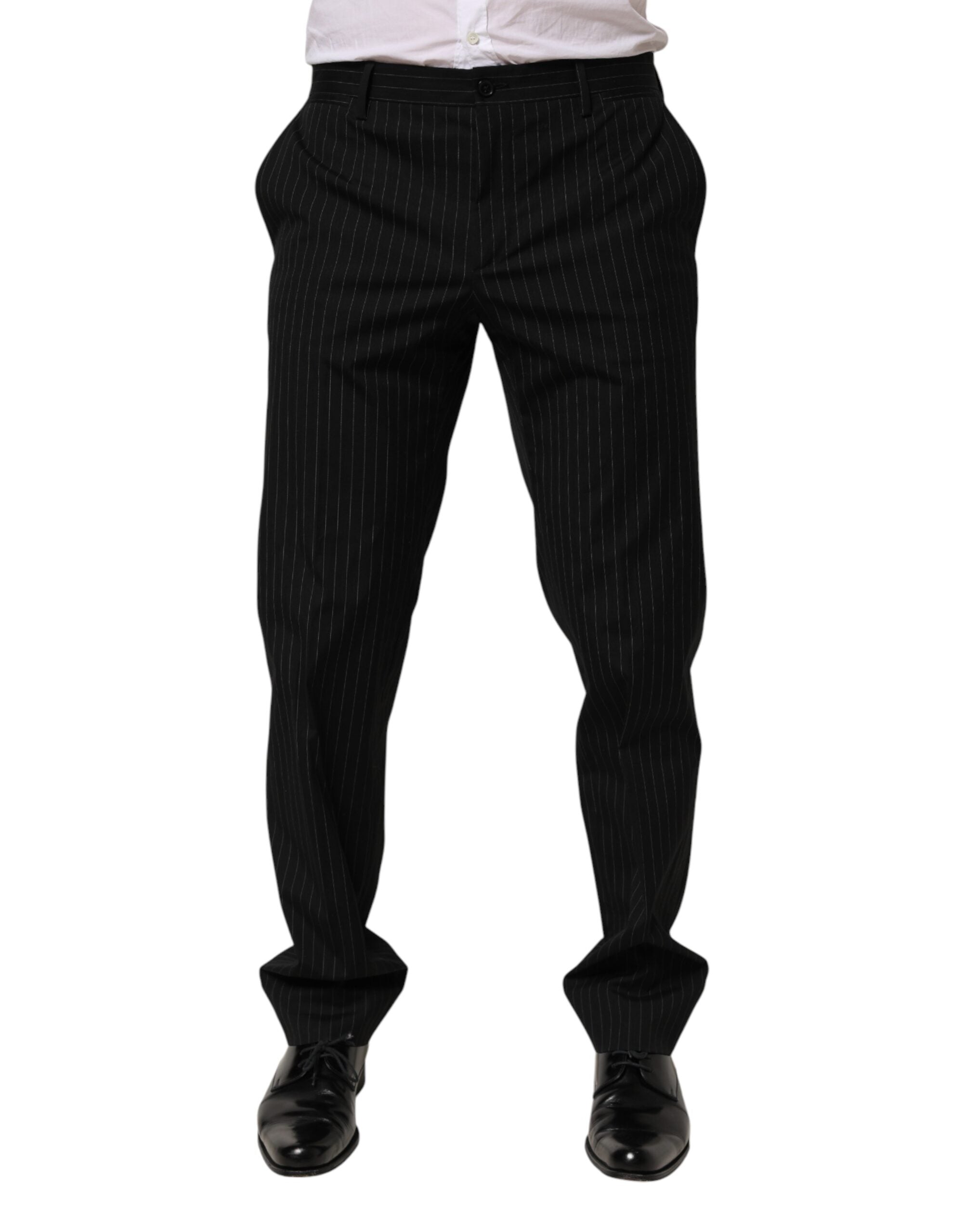Dolce & Gabbana Black Striped Dress Formal Men Trouser Men's Pants