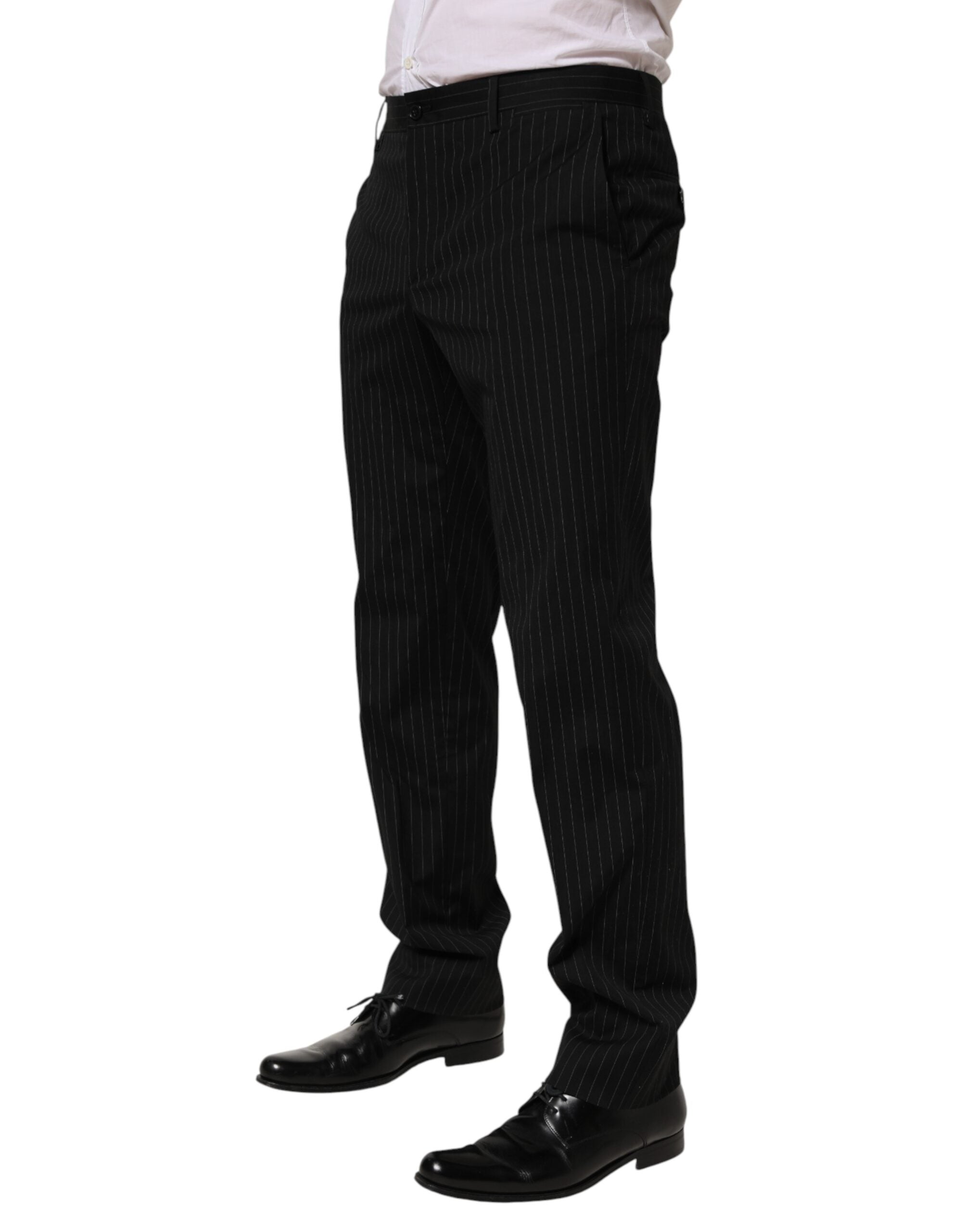 Dolce & Gabbana Black Striped Dress Formal Men Trouser Men's Pants