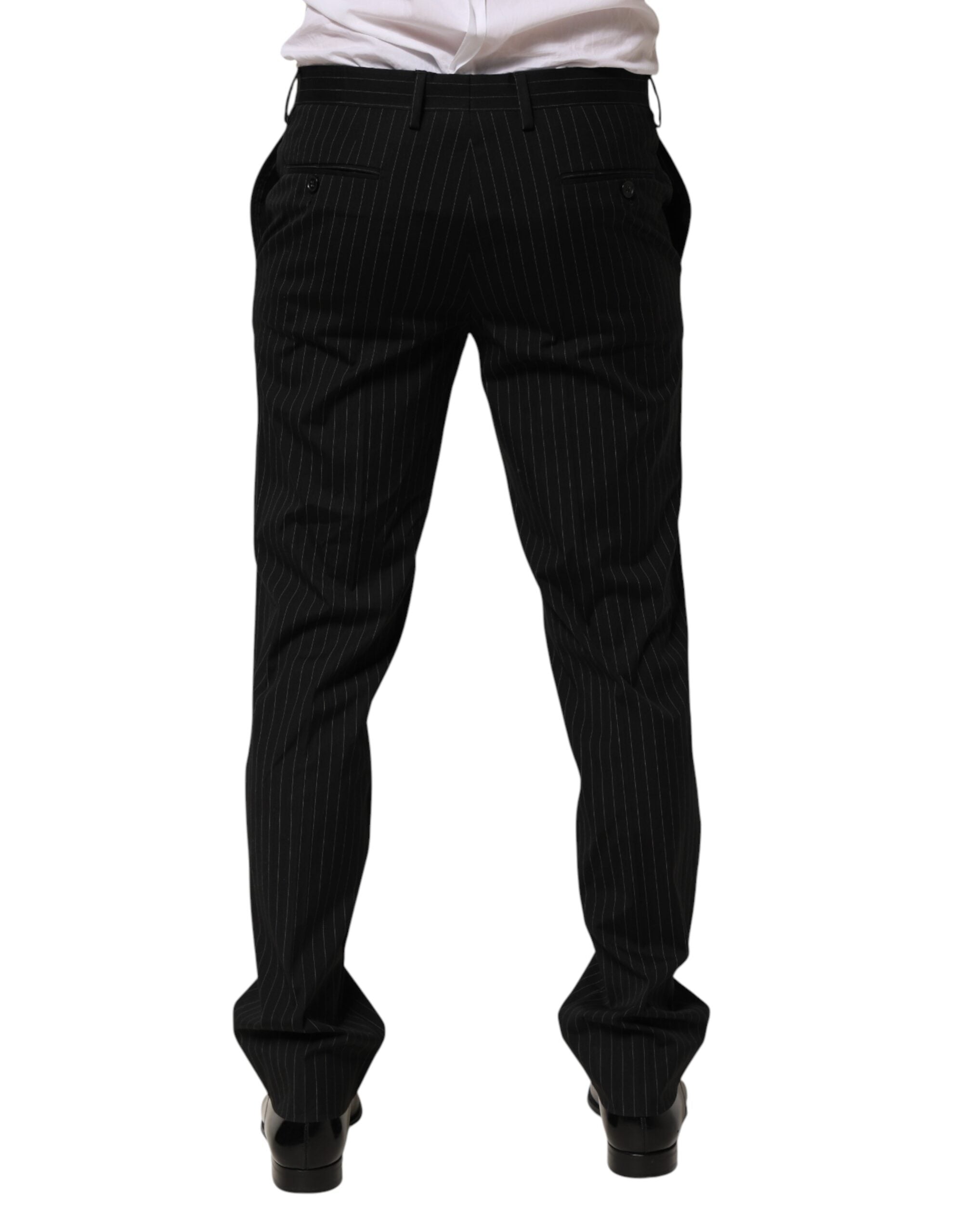 Dolce & Gabbana Black Striped Dress Formal Men Trouser Men's Pants
