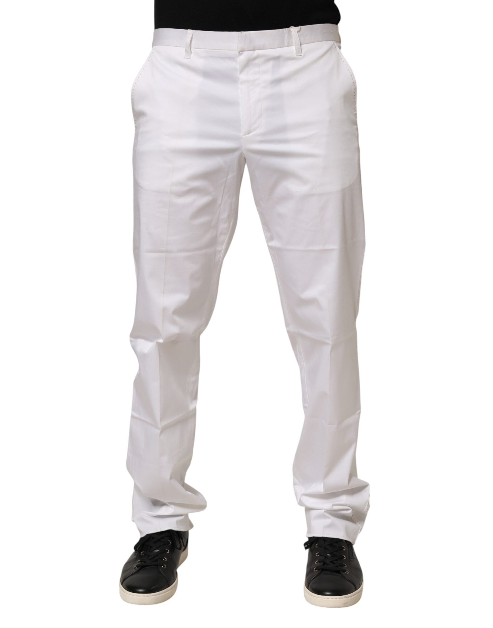 John Richmond White Cotton Stretch Dress Formal Men Trouser Men's Pants (Pre-Owned)