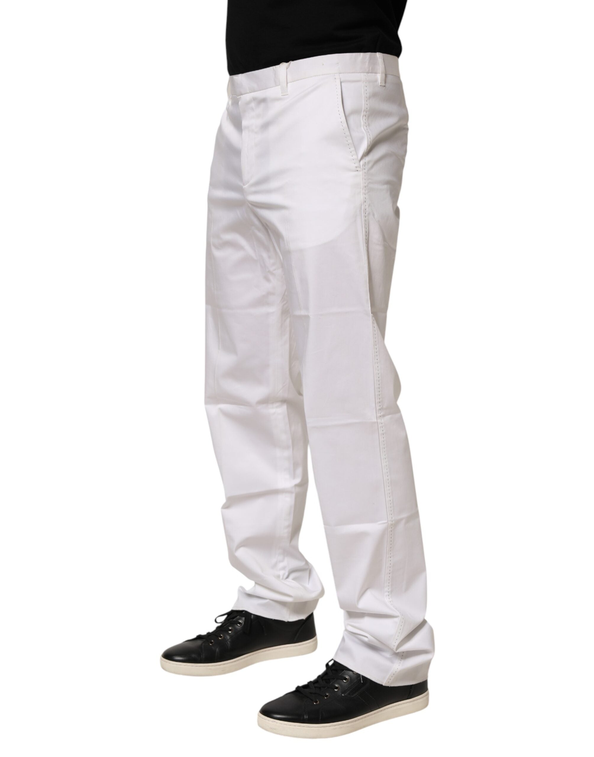 John Richmond White Cotton Stretch Dress Formal Men Trouser Men's Pants (Pre-Owned)