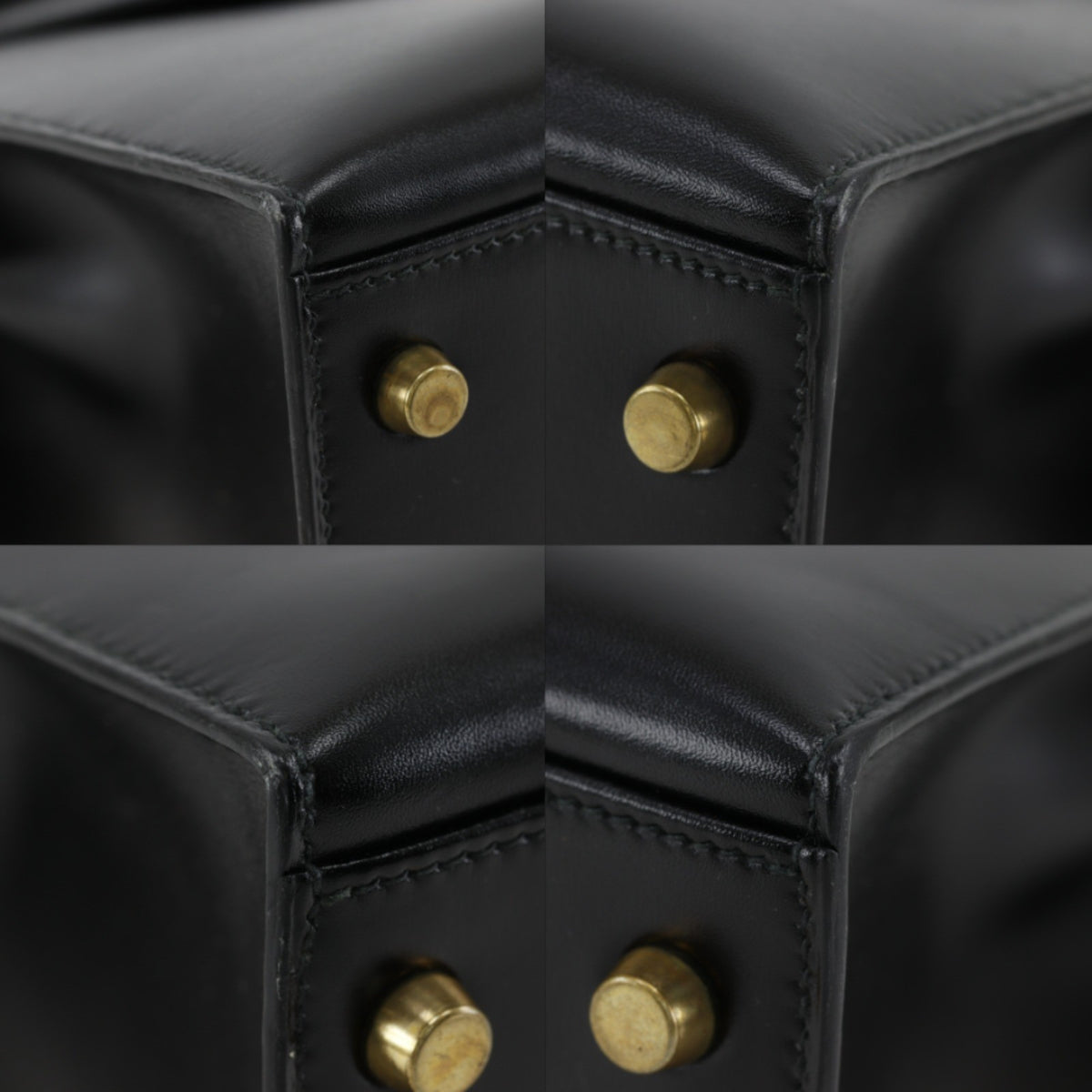 Hermes Kelly Black Box Calf With Gold Hardware Black Leather Handbag (Pre-Owned)