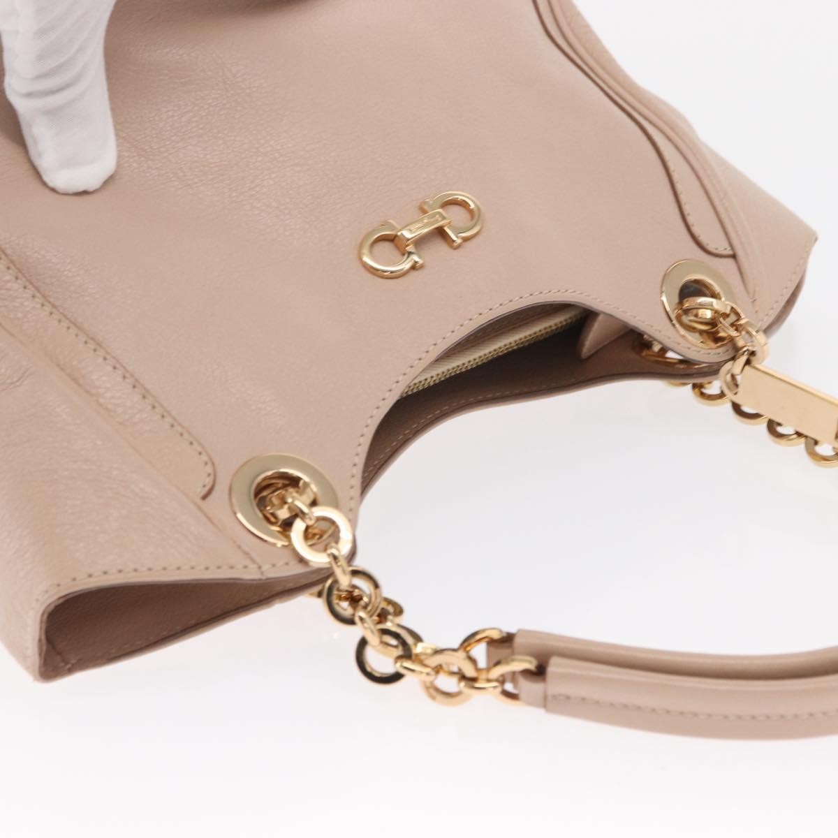 Salvatore Ferragamo Betulla Chain Tote Leather Pink Leather Handbag (Pre-Owned)