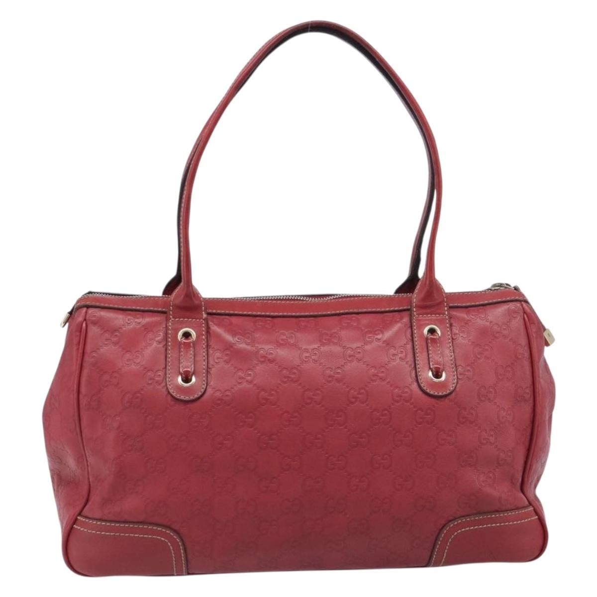 Gucci Princy Boston Guccissima Leather Red Leather Handbag (Pre-Owned)