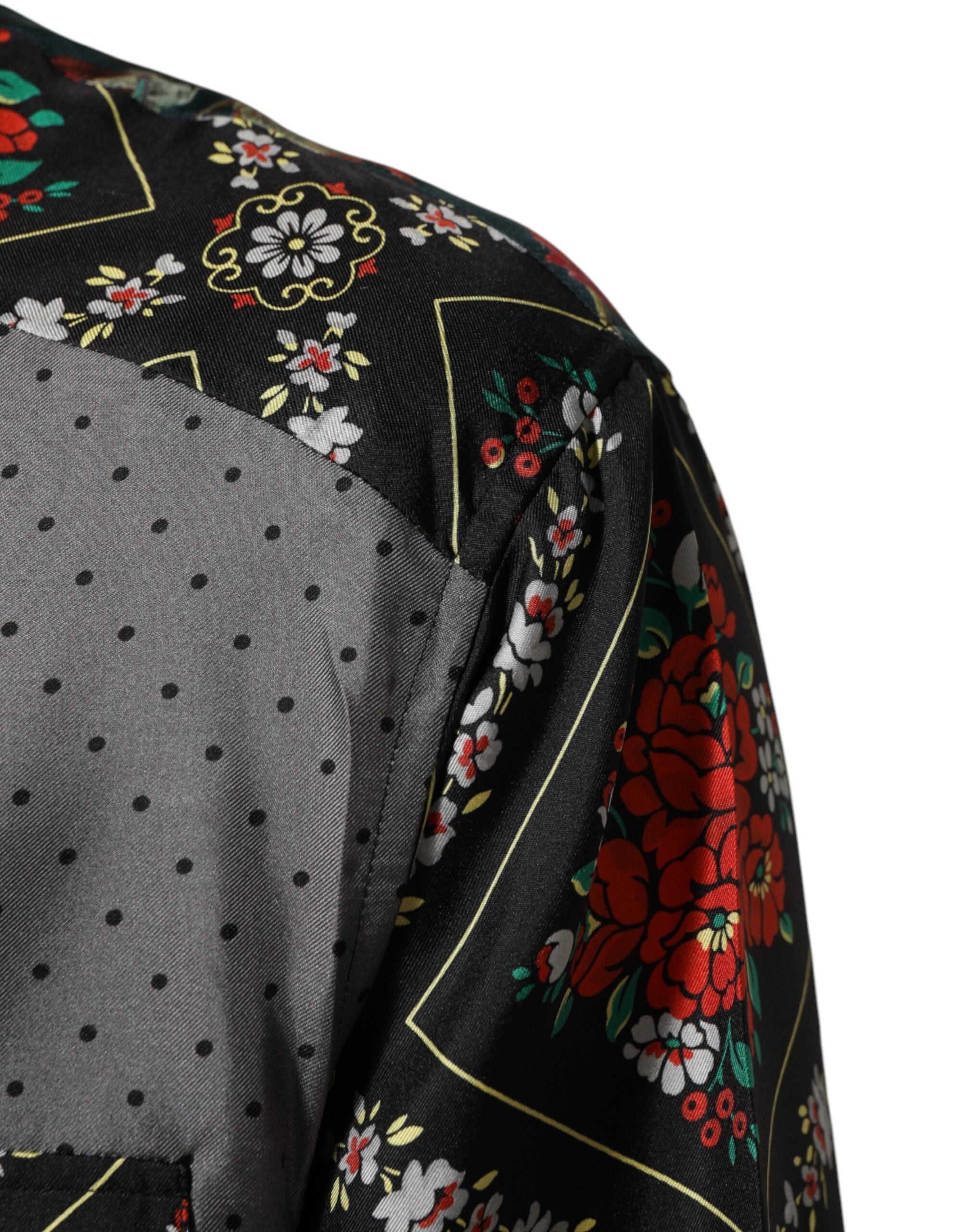 Dolce & Gabbana Multicolor Patchwork Long Sleeves Silk Men's Shirt