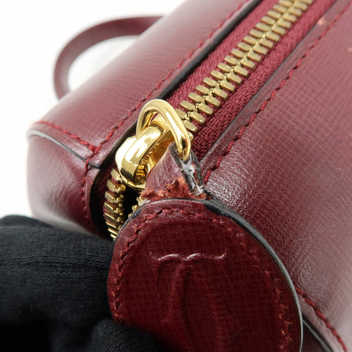 Cartier Must De Cartier Boston Leather Burgundy Leather Travel Bag Bag (Pre-Owned)