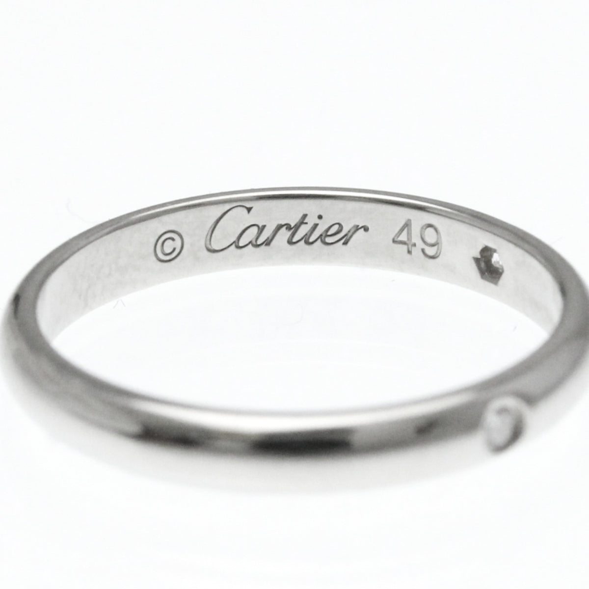 Cartier 1895 Wedding Band 3 Diamonds Platinum With Diamonds Silver Platinum Ring Jewelry (Pre-Owned)