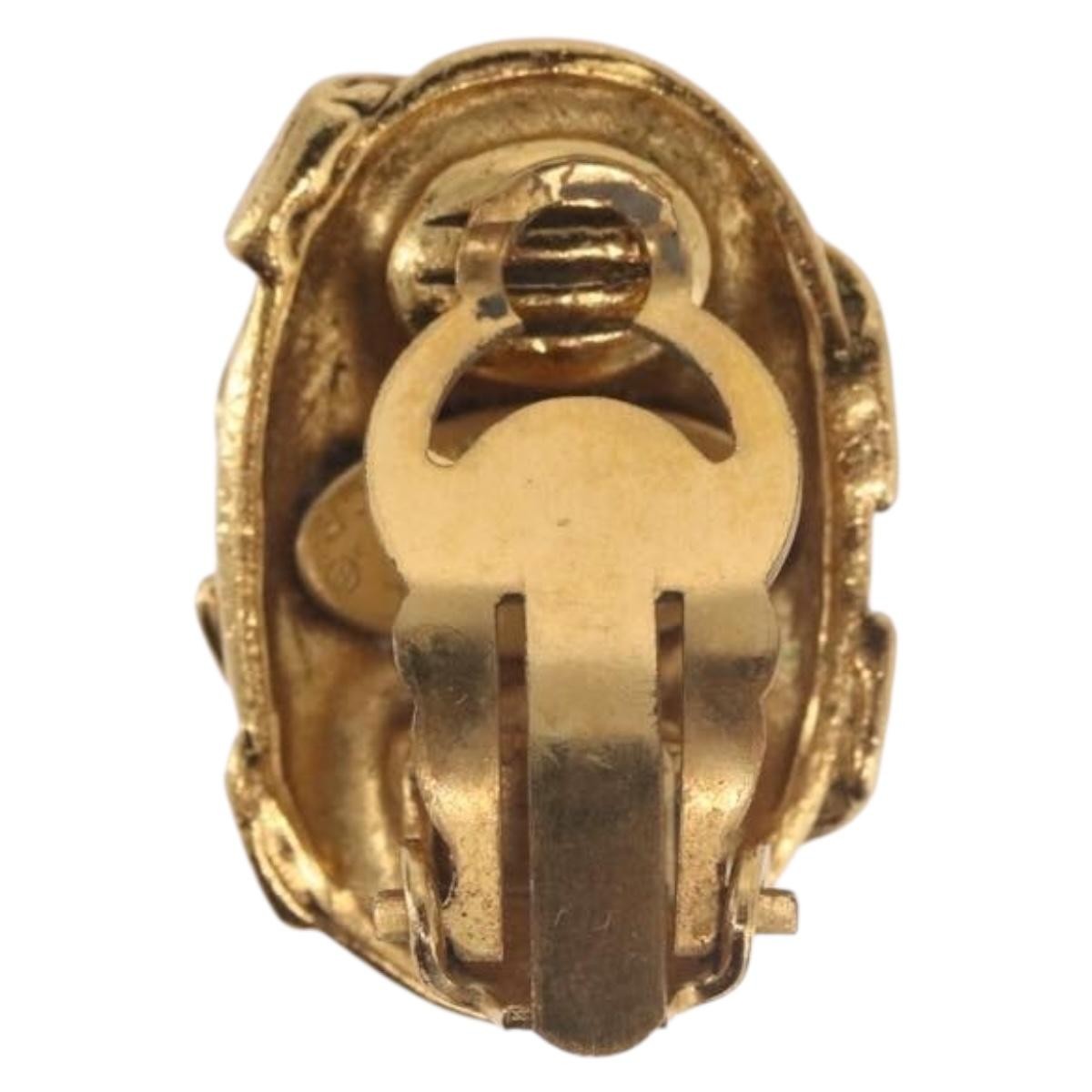 Chanel Cc Clip On Metal Gold Metal Earrings Jewelry (Pre-Owned)