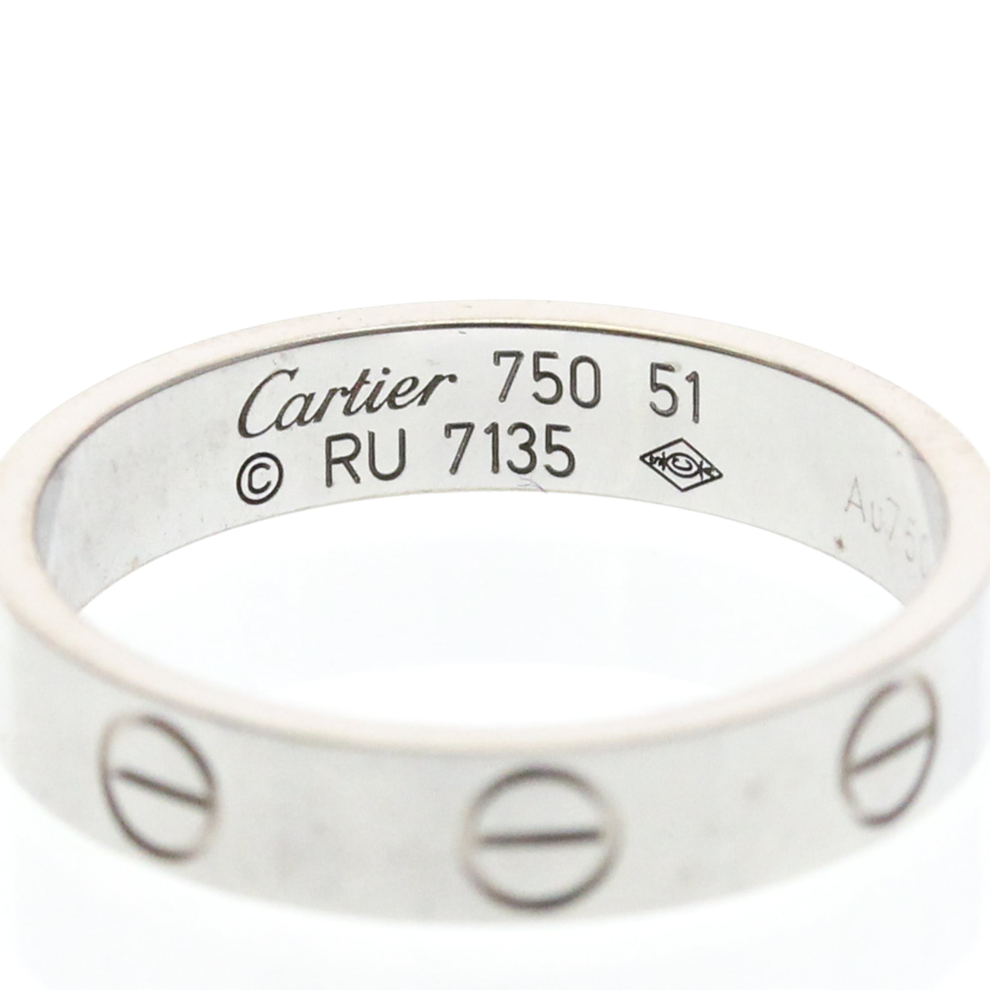 Cartier Love Band 18K White Gold Silver White_Gold Ring Jewelry (Pre-Owned)
