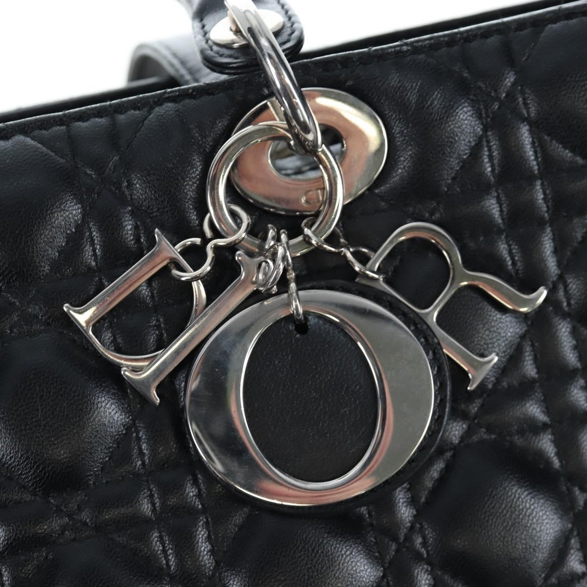 Christian Dior Lady Dior Lambskin Black Leather Handbag (Pre-Owned)