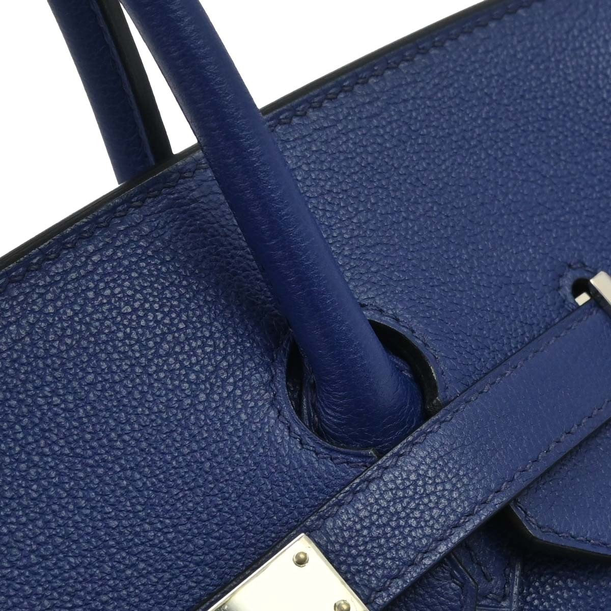 Hermes Birkin Blue Togo With Palladium Hardware Blue Leather Handbag (Pre-Owned)