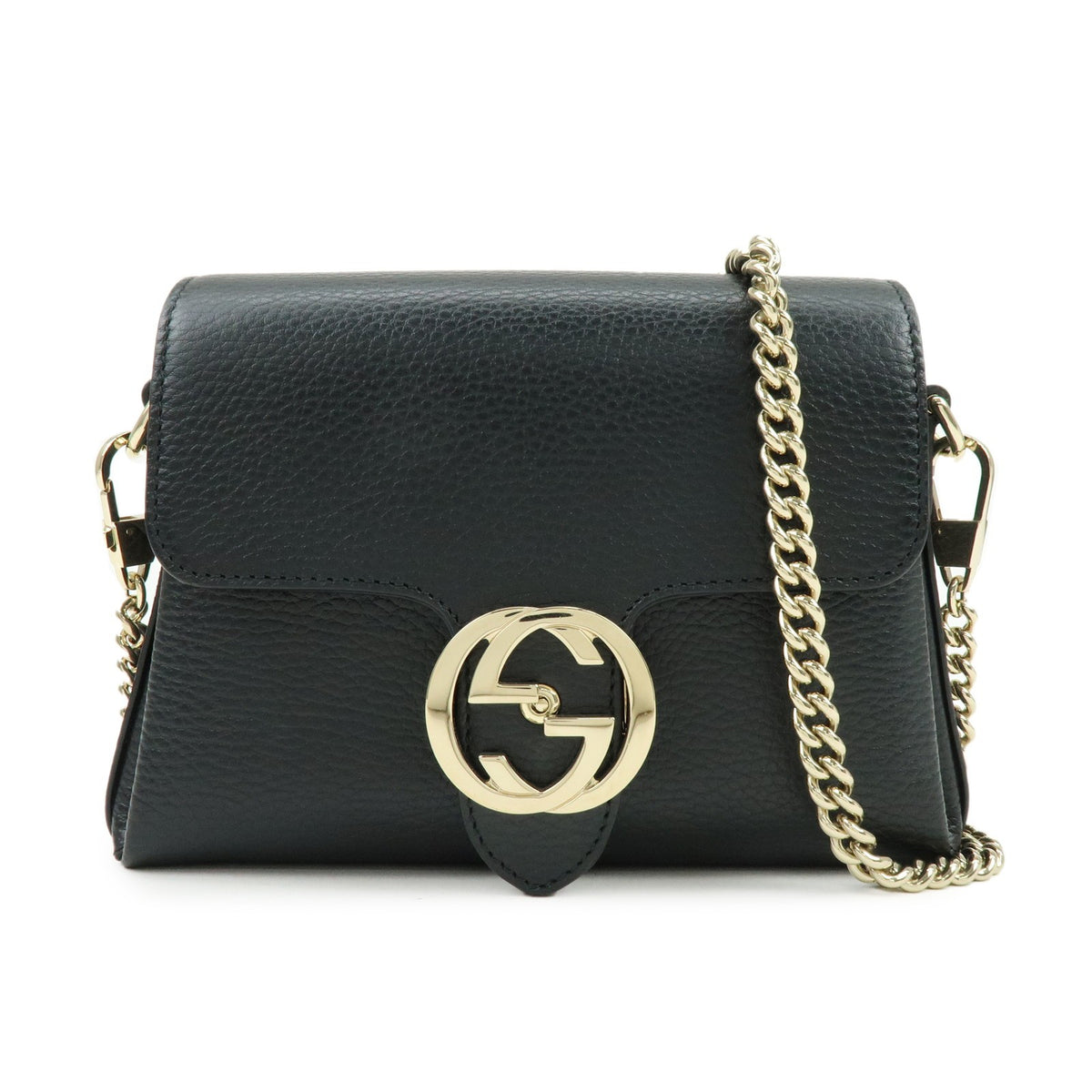 Gucci Interlocking Leather Black Leather Shoulder Bag Bag (Pre-Owned)