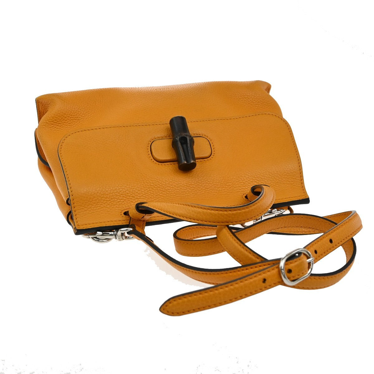 Gucci Bamboo Daily Top Handle Leather Orange Leather Handbag (Pre-Owned)
