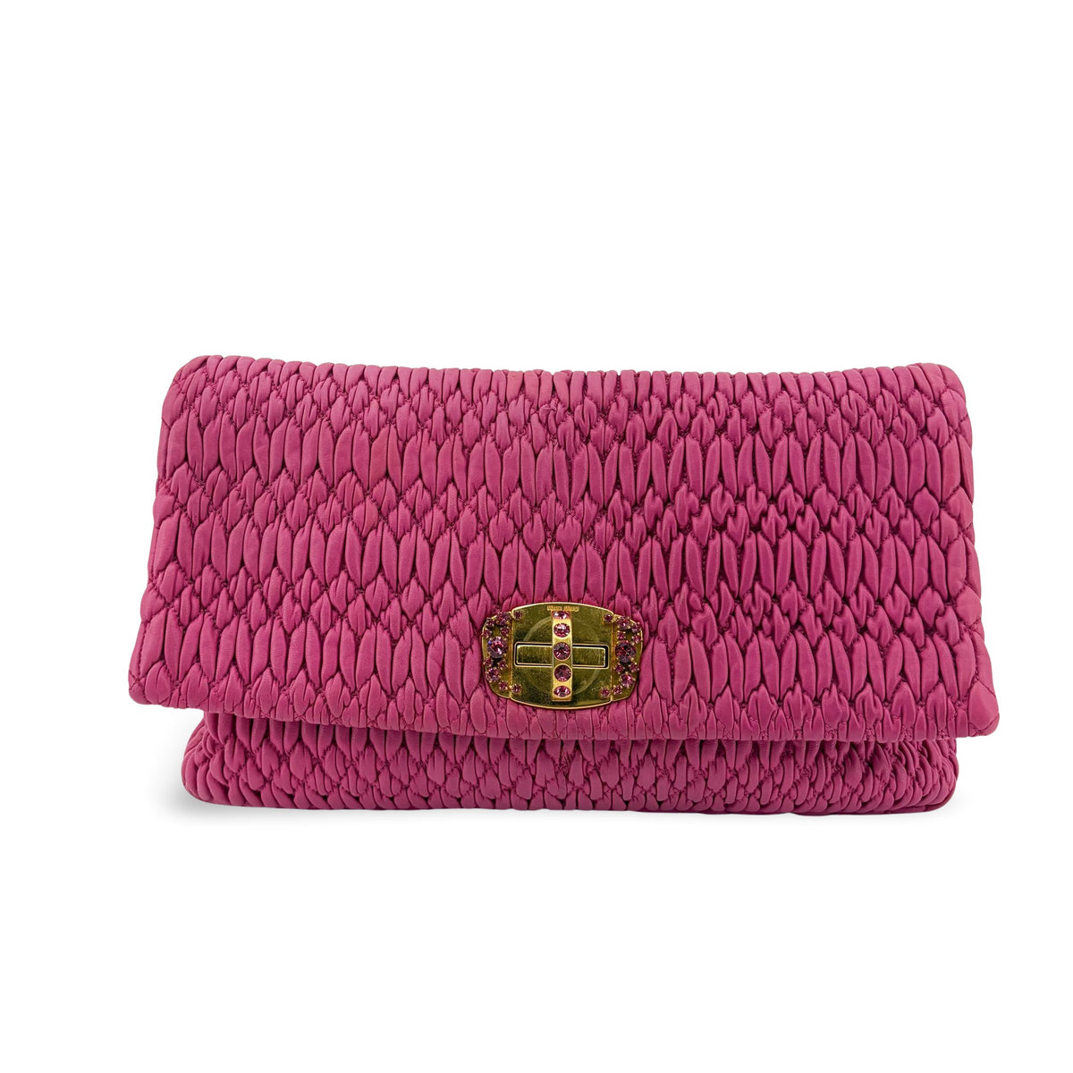 Miu Miu Crystal Clutch Matelasse Leather Pink Other Clutche & Pouche Bag (Pre-Owned)