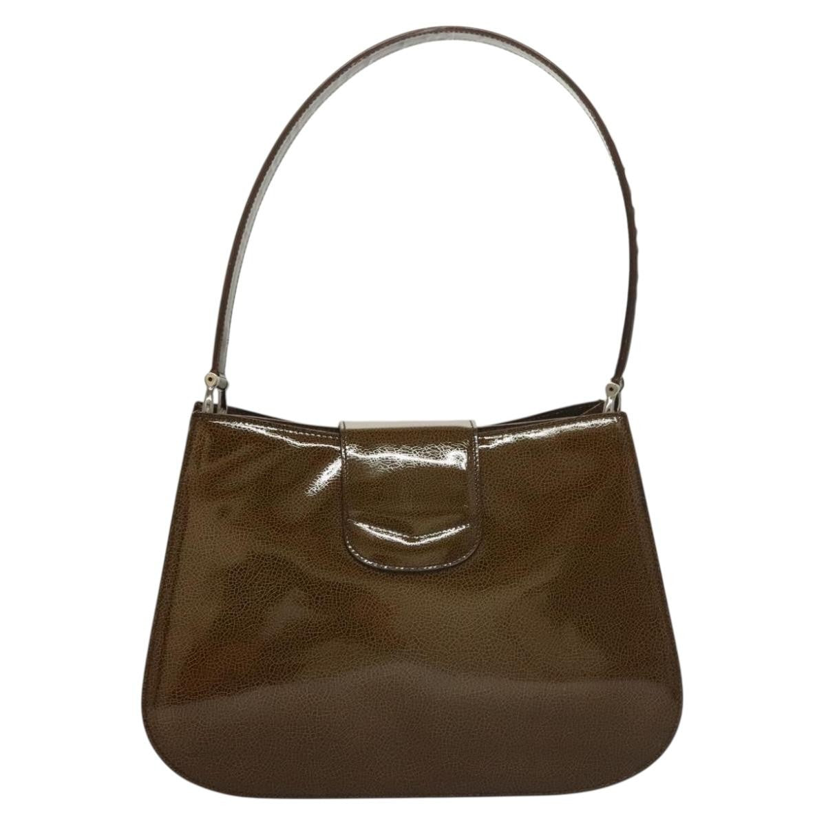 Celine Shoulder Leather Khaki Patent_Leather Shoulder Bag Bag (Pre-Owned)