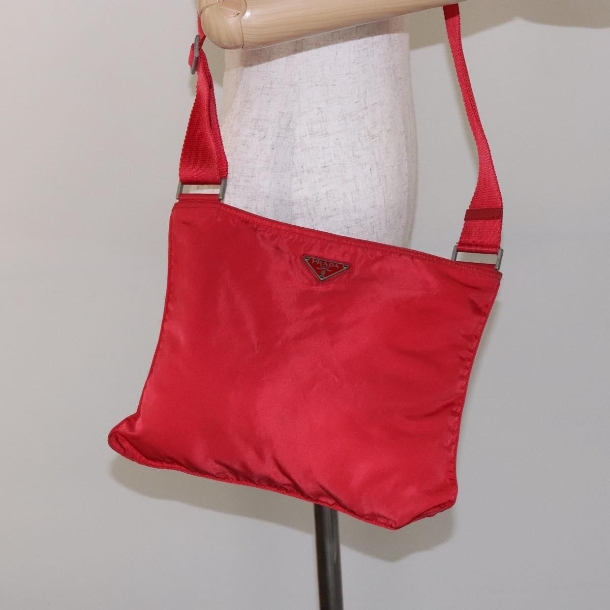 Prada Flat Messenger Tessuto Red Nylon Bag (Pre-Owned)