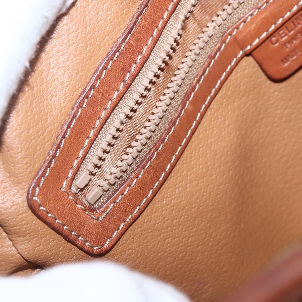 Celine Vintage Macadam Canvas And Leather Brown Canvas Shoulder Bag Bag (Pre-Owned)