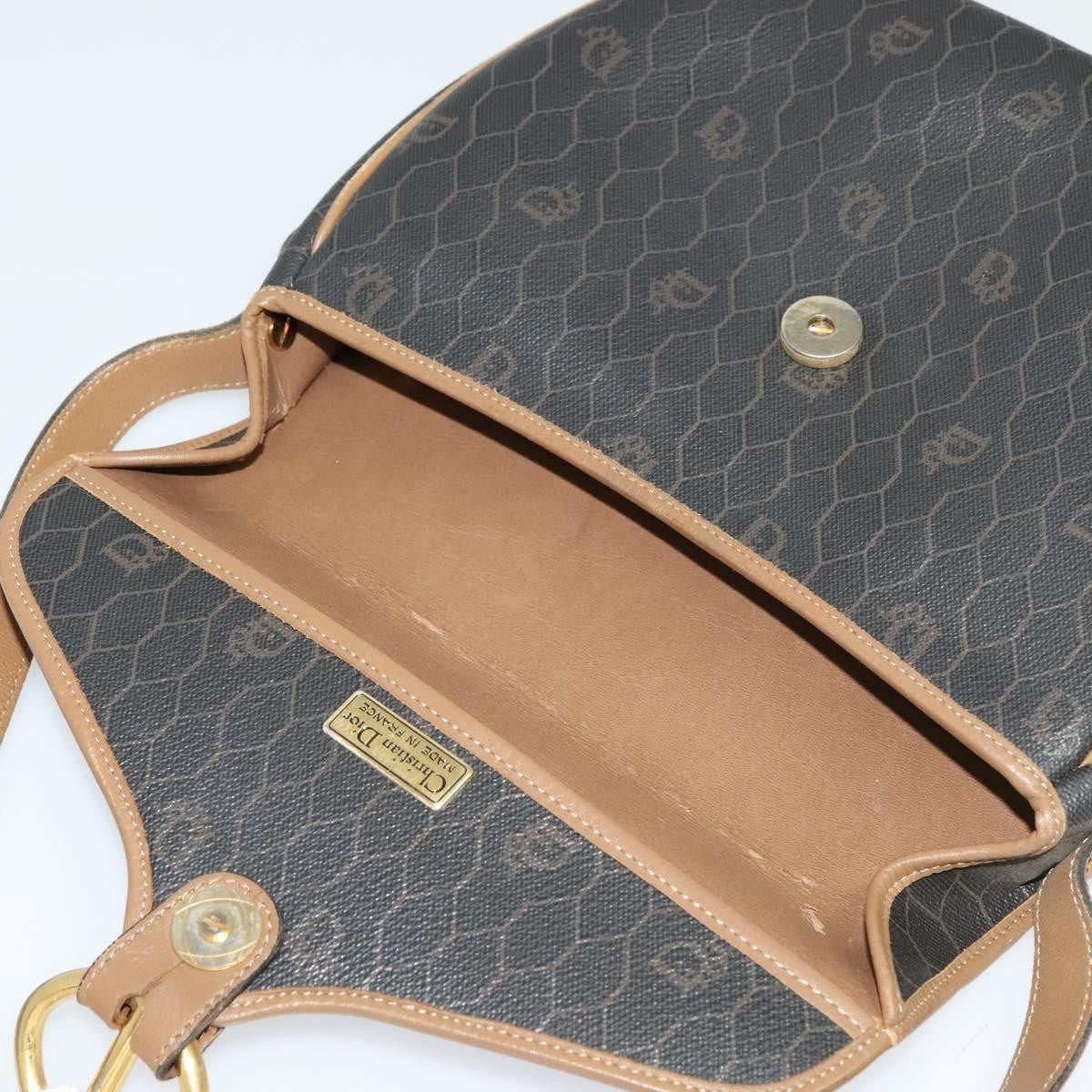 Christian Dior Vintage Honeycomb Flap Canvas And Leather Black Canvas Shoulder Bag Bag (Pre-Owned)