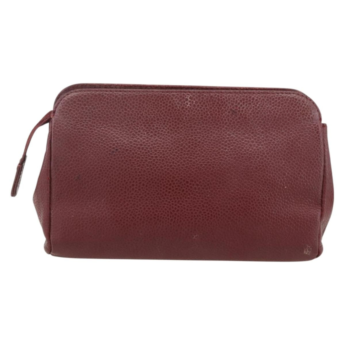 Chanel Vintage Timeless Toiletry Leather Burgundy Calfskin Clutche & Pouche Bag (Pre-Owned)